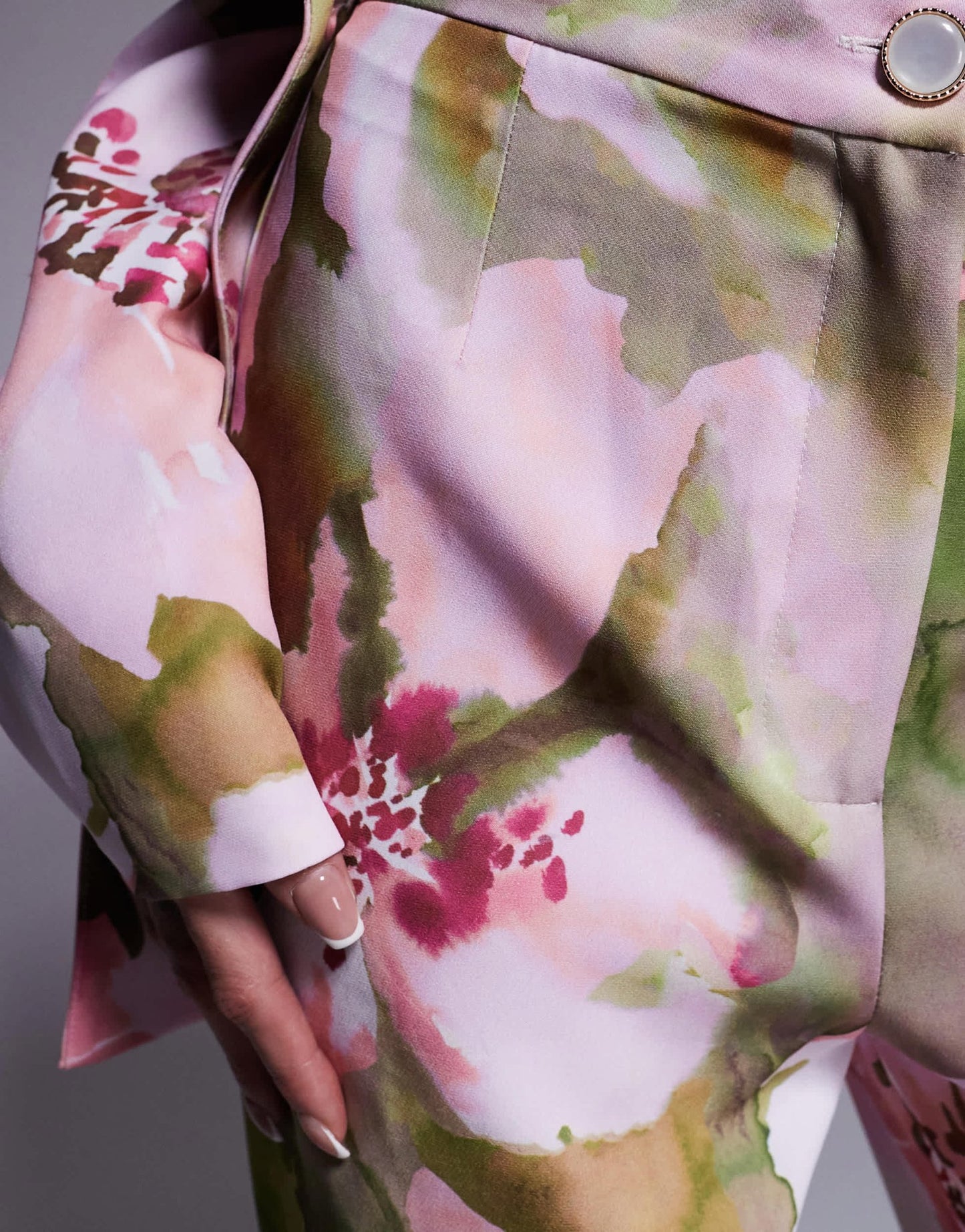 ASOS LUXE co - ord tailored suit trousers in pink floral print - ASOS Sample Sale