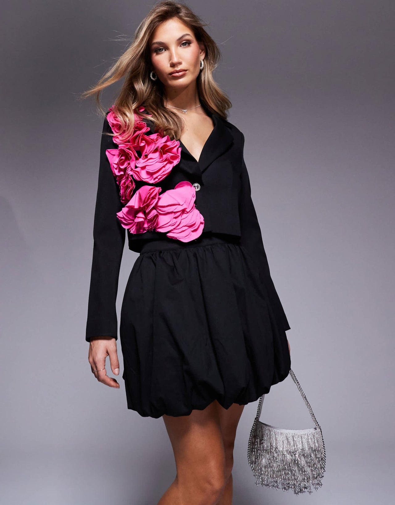 ASOS LUXE cotton poplin bubble mini skirt in black - ASOS Sample Sale