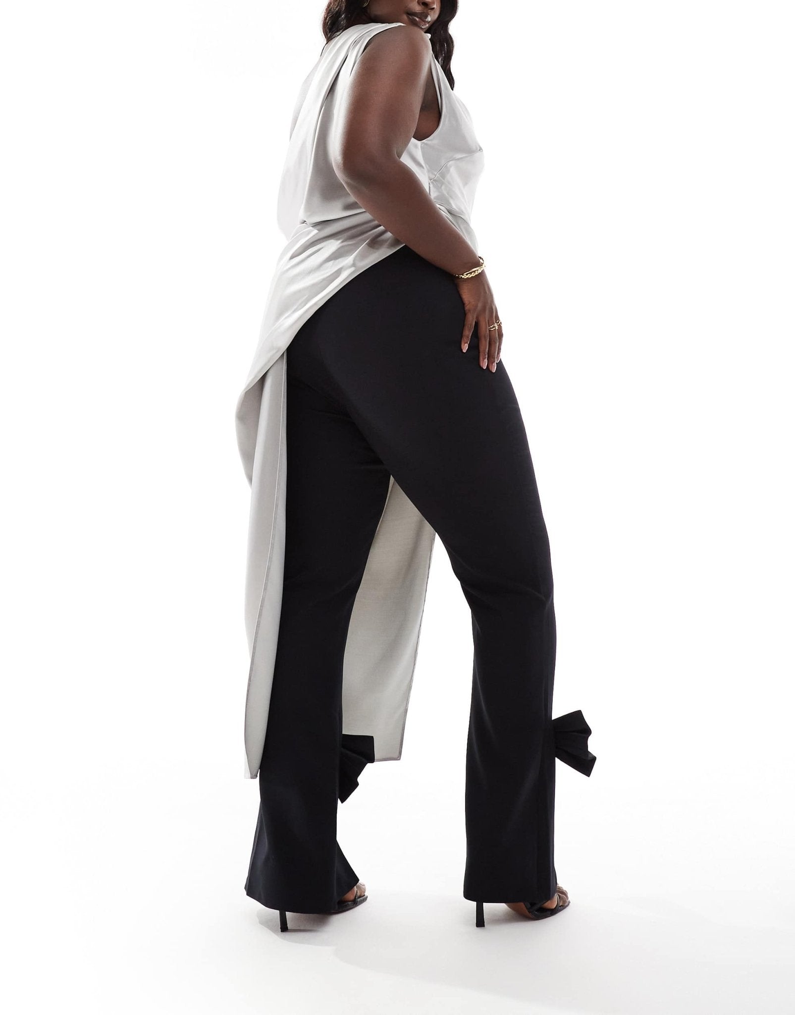 ASOS LUXE Curve co - ord tailored trouser with satin bow in black - ASOS Sample Sale