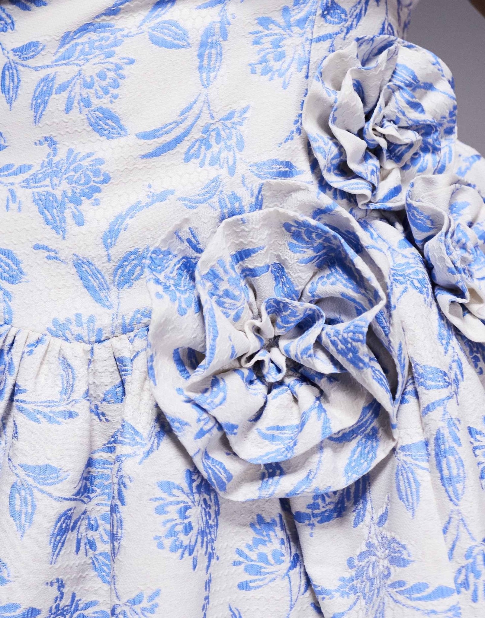 ASOS LUXE Curve jacquard pleated bust mini skater dress with corsages in tapestry floral - ASOS Sample Sale