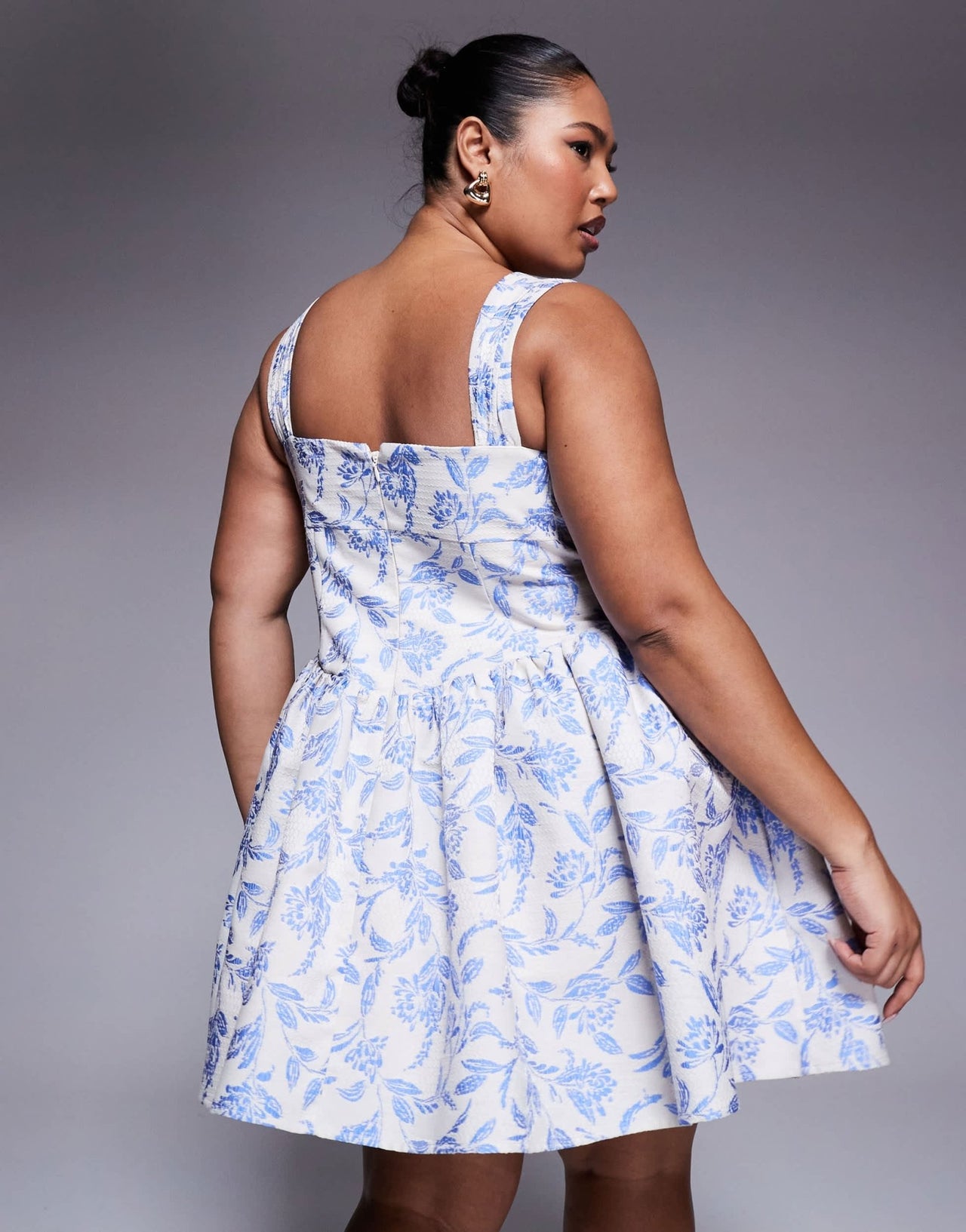 ASOS LUXE Curve jacquard pleated bust mini skater dress with corsages in tapestry floral - ASOS Sample Sale