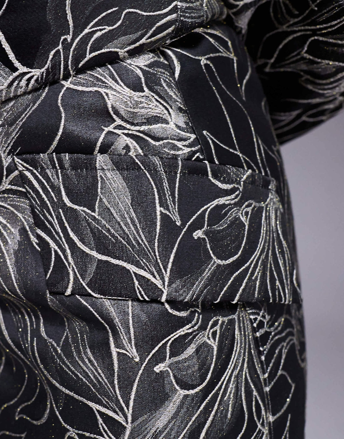 ASOS LUXE jacquard sculpted skirt co-ord in black floral - ASOS Sample Sale
