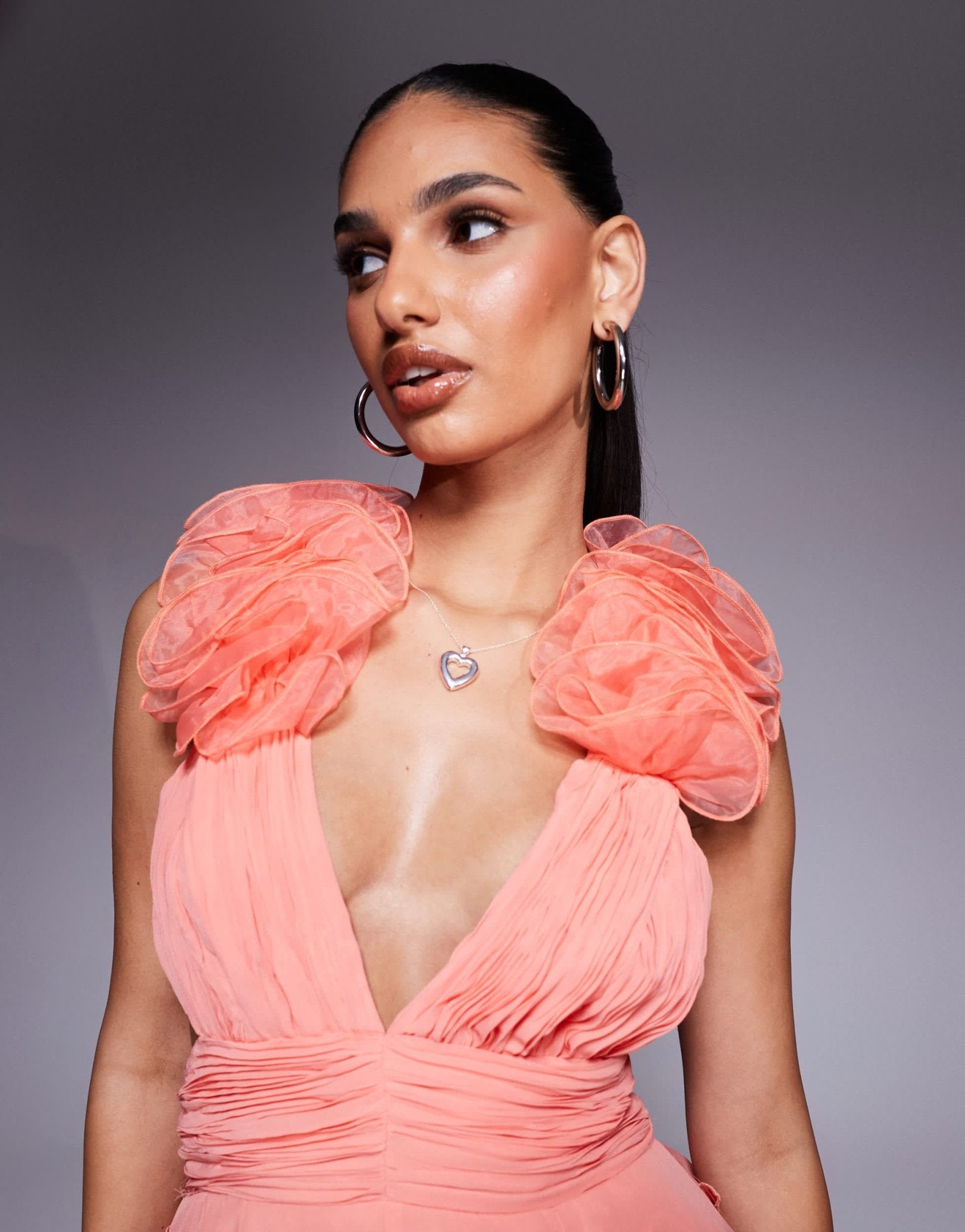 ASOS LUXE Organza ruffle skater mini dress in pink - ASOS Sample Sale