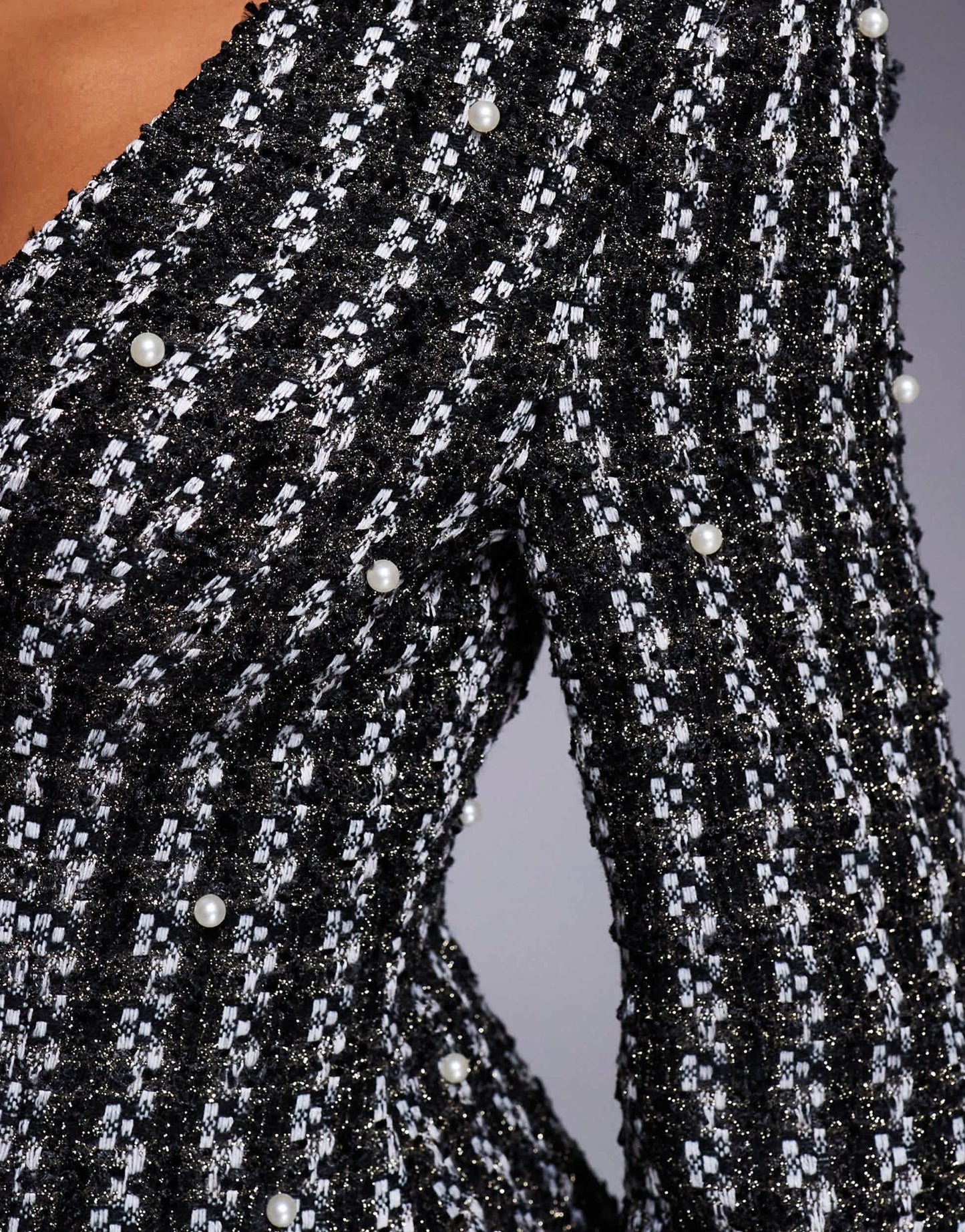 ASOS LUXE pearl embellished boucle blazer co - ord in black - ASOS Sample Sale