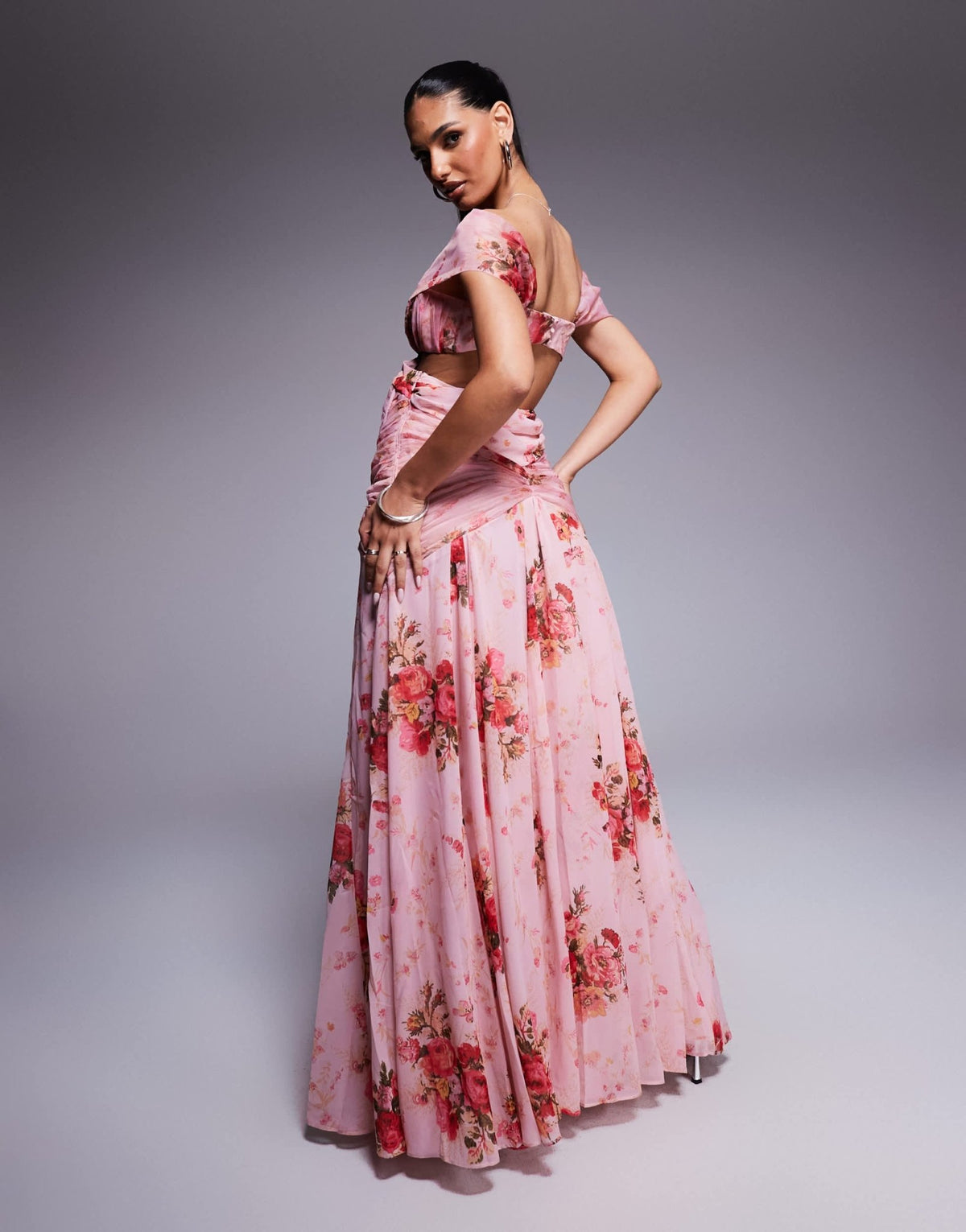ASOS LUXE printed organza and chiffon maxi dress in floral print - ASOS Sample Sale