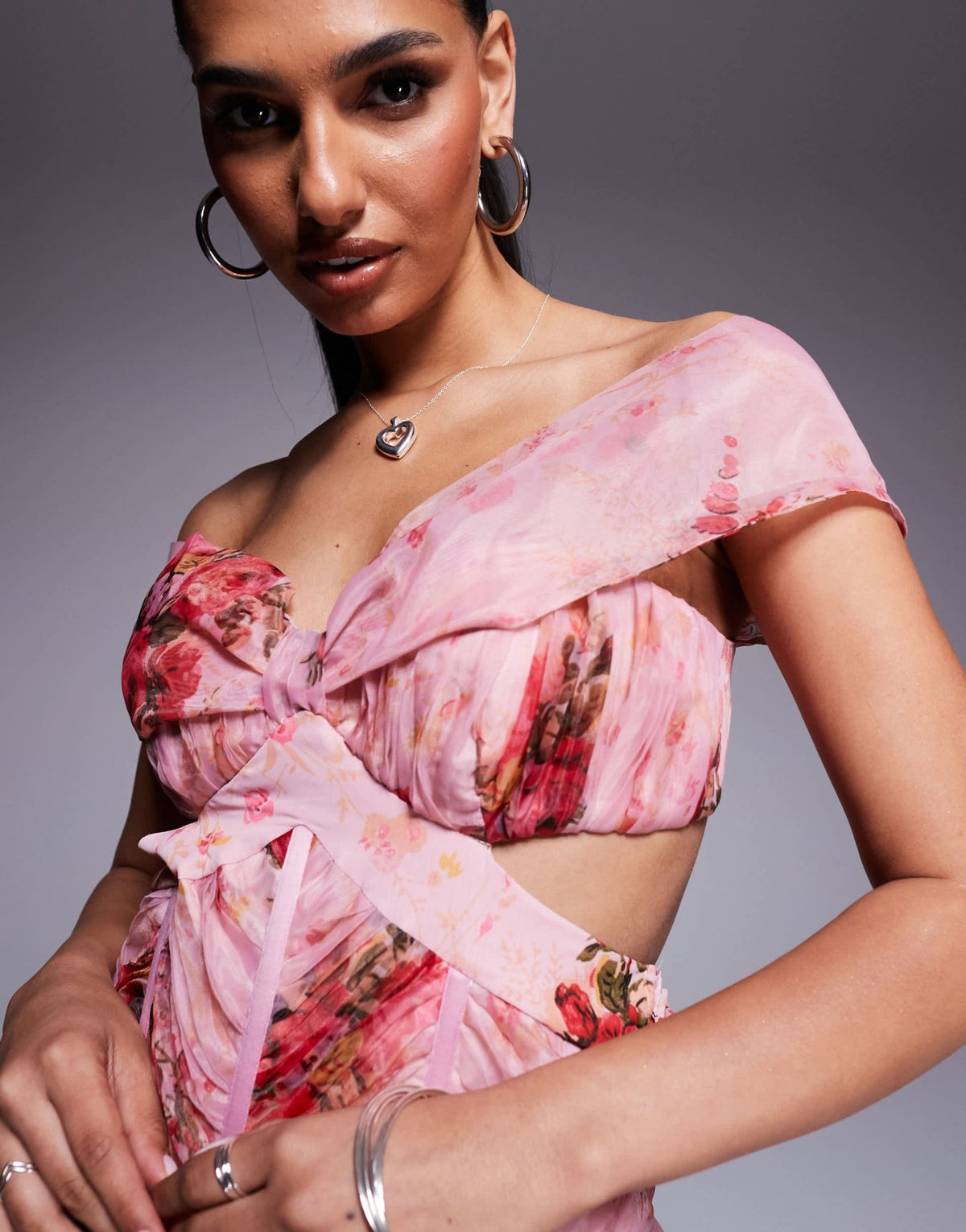 ASOS LUXE printed organza and chiffon maxi dress in floral print - ASOS Sample Sale