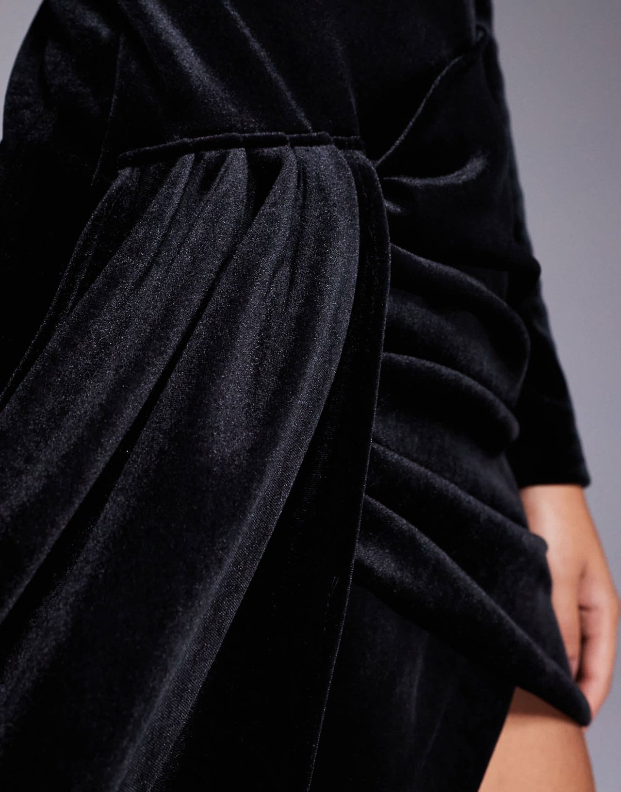 ASOS LUXE velvet bow detailed draped mini dress in black - ASOS Sample Sale