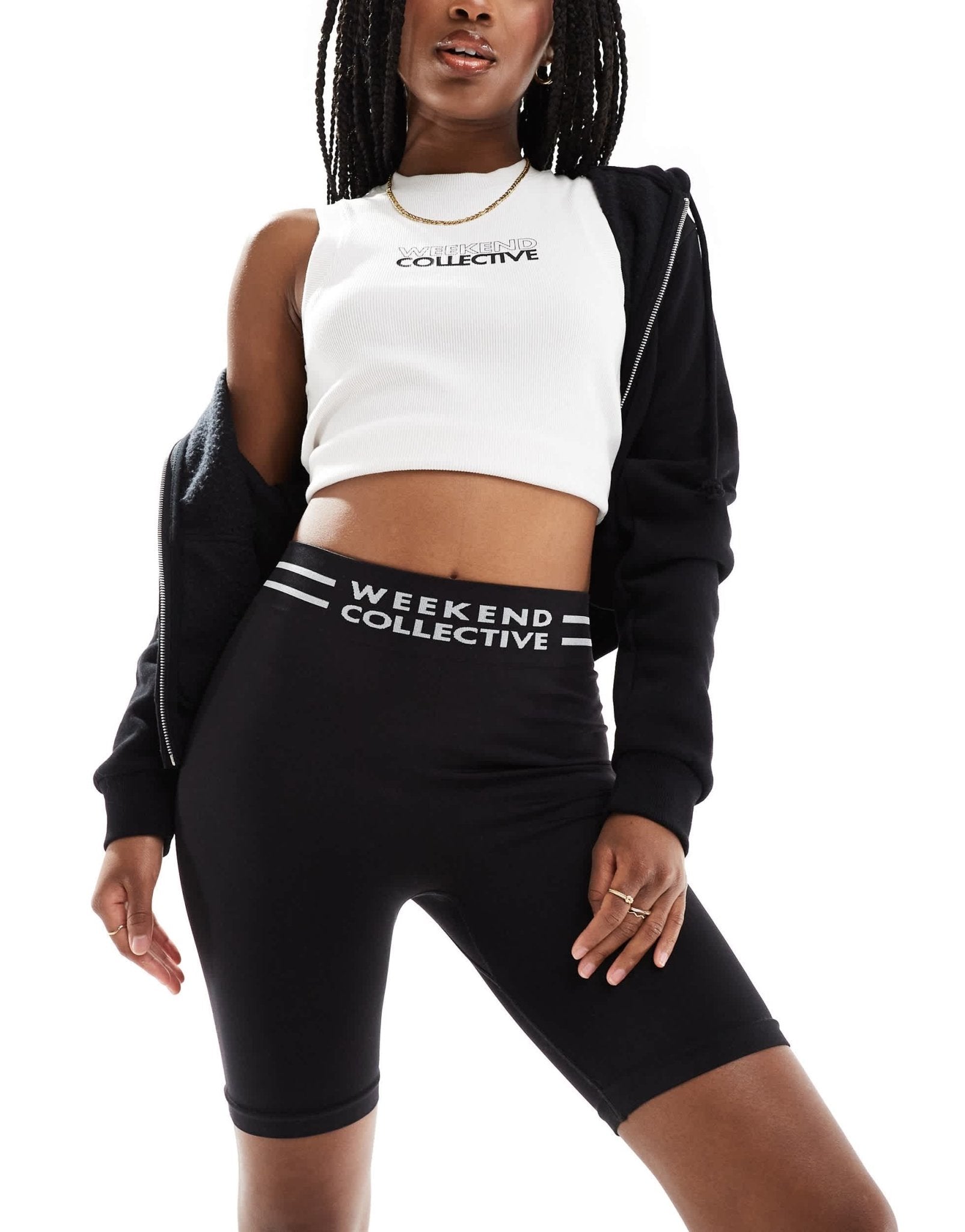 ASOS Weekend Collective seamless legging short with logo in black - ASOS Sample Sale