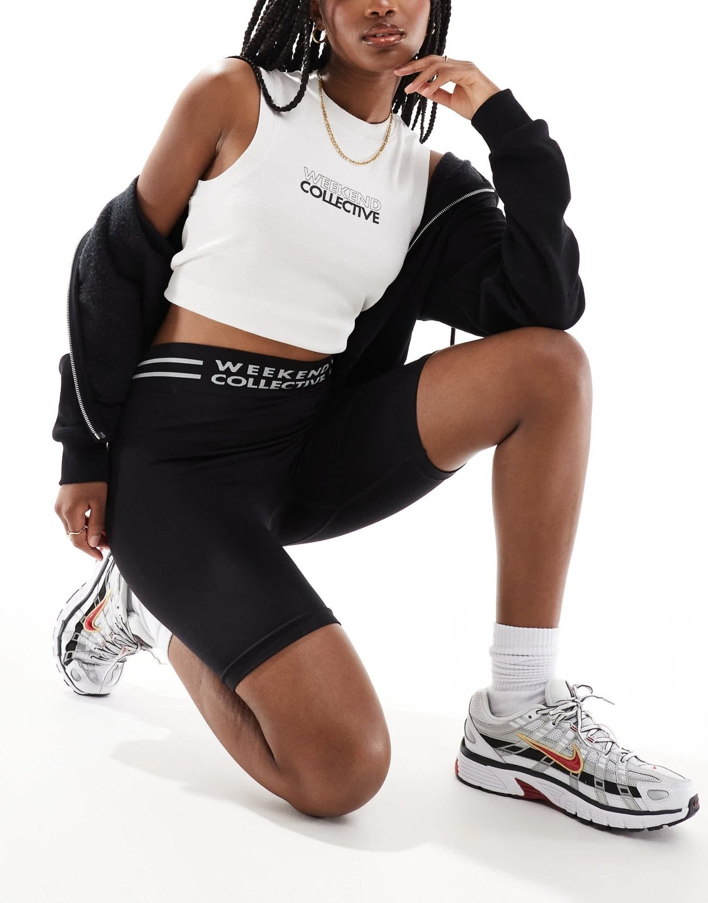ASOS Weekend Collective seamless legging short with logo in black - ASOS Sample Sale