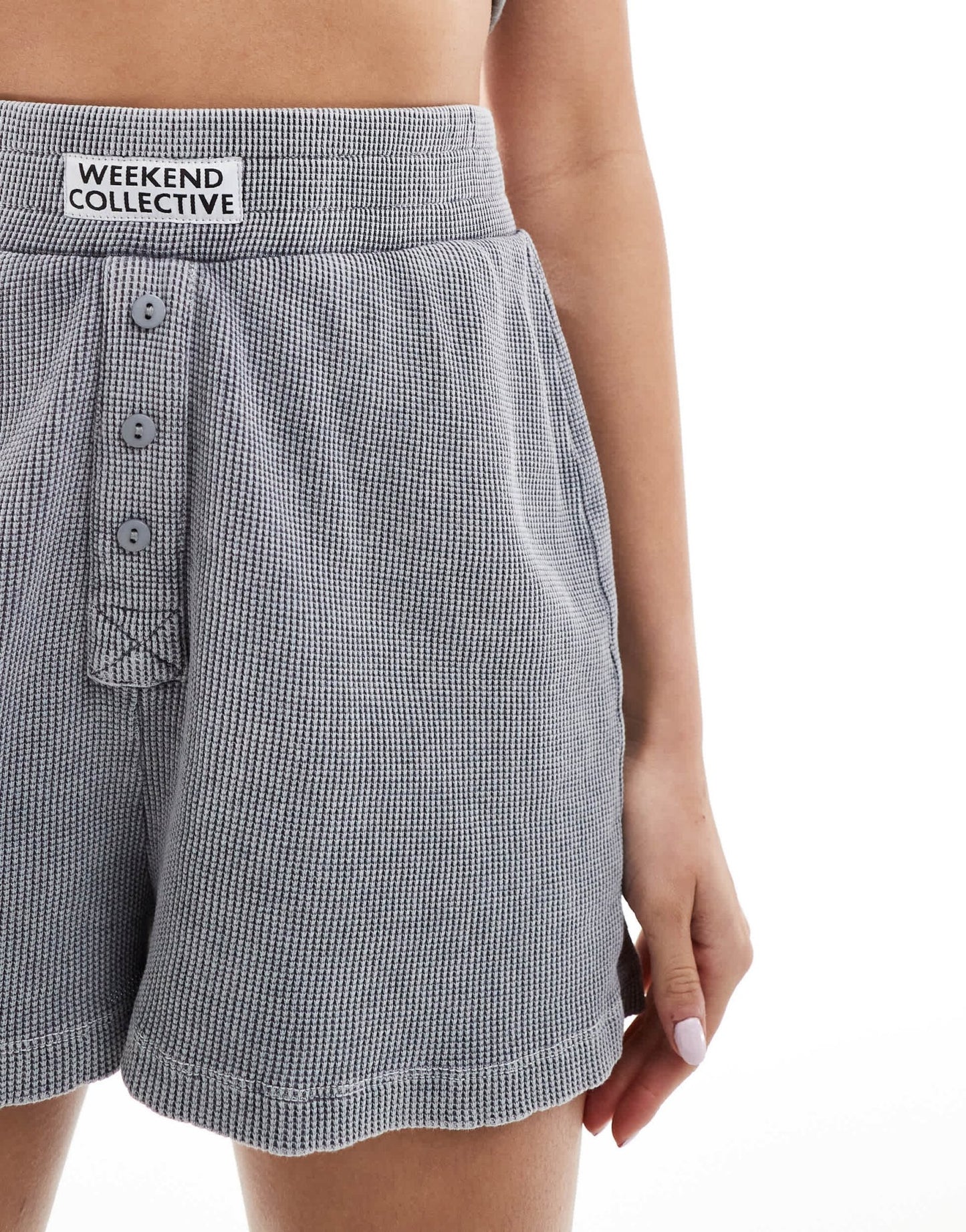 ASOS Weekend Collective waffle boxer shorts in acid wash grey - ASOS Sample Sale