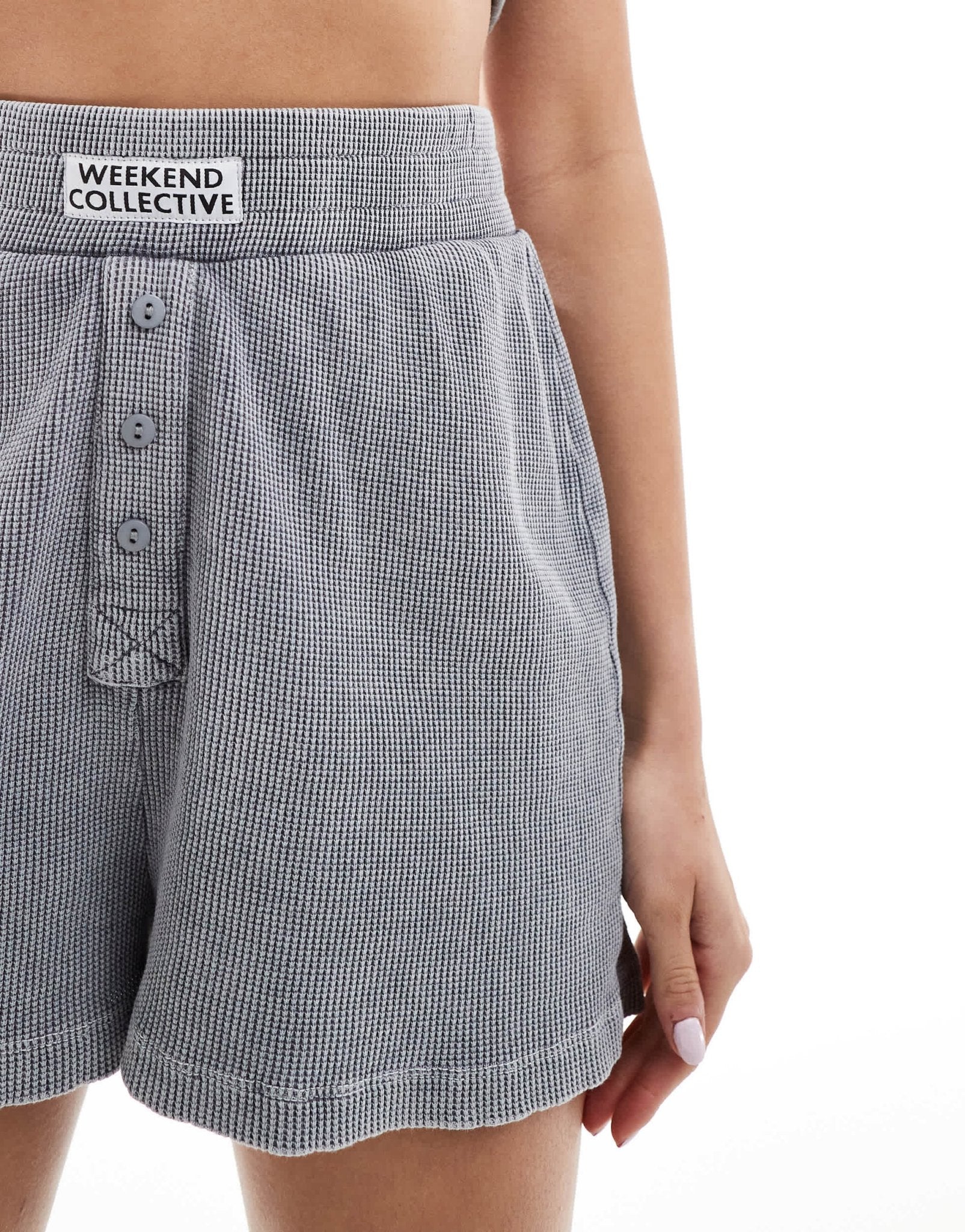 ASOS Weekend Collective waffle boxer shorts in acid wash grey - ASOS Sample Sale