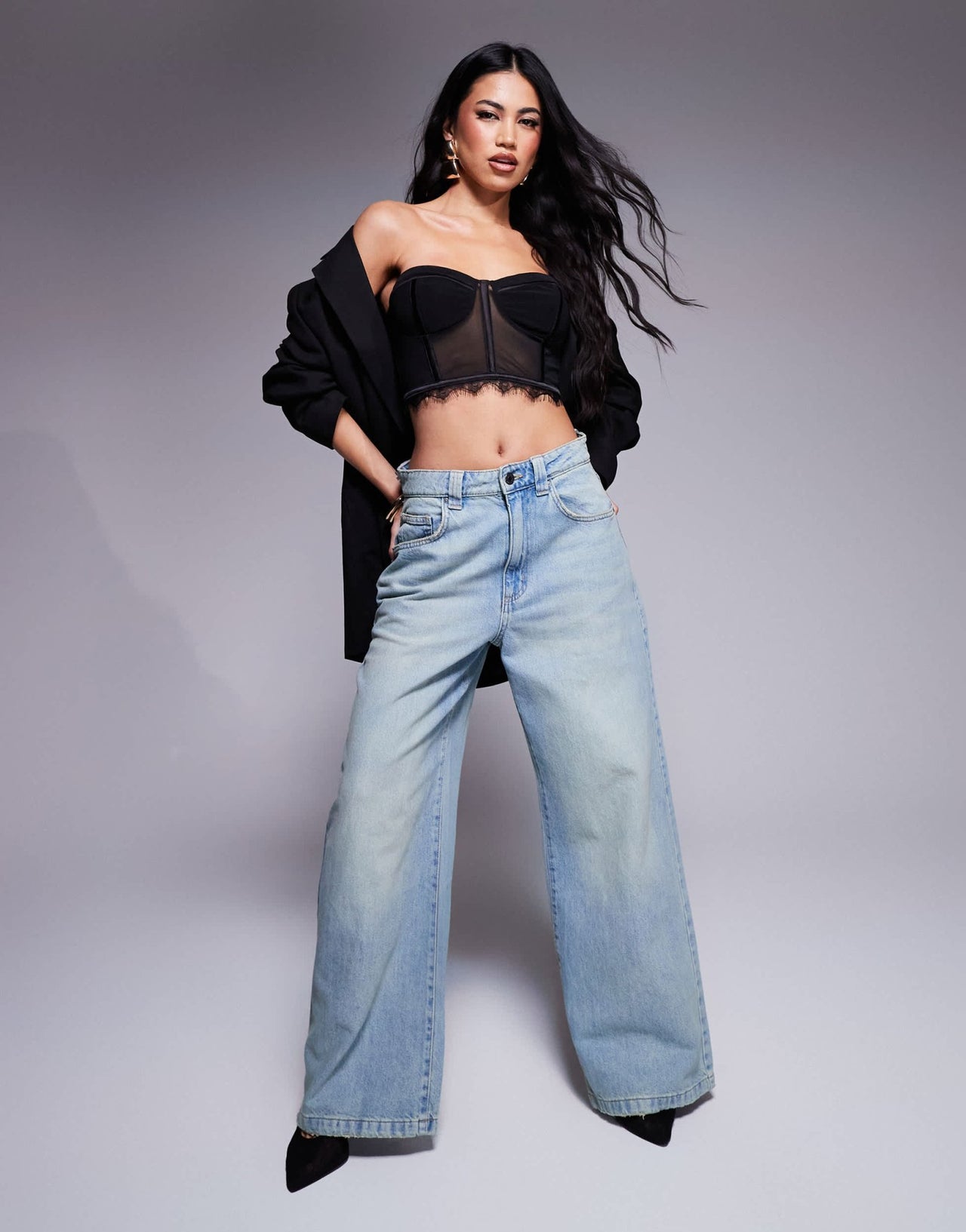 ASOS X THE SOURCED COLLECTION co-ord mesh corset in black - ASOS Sample Sale