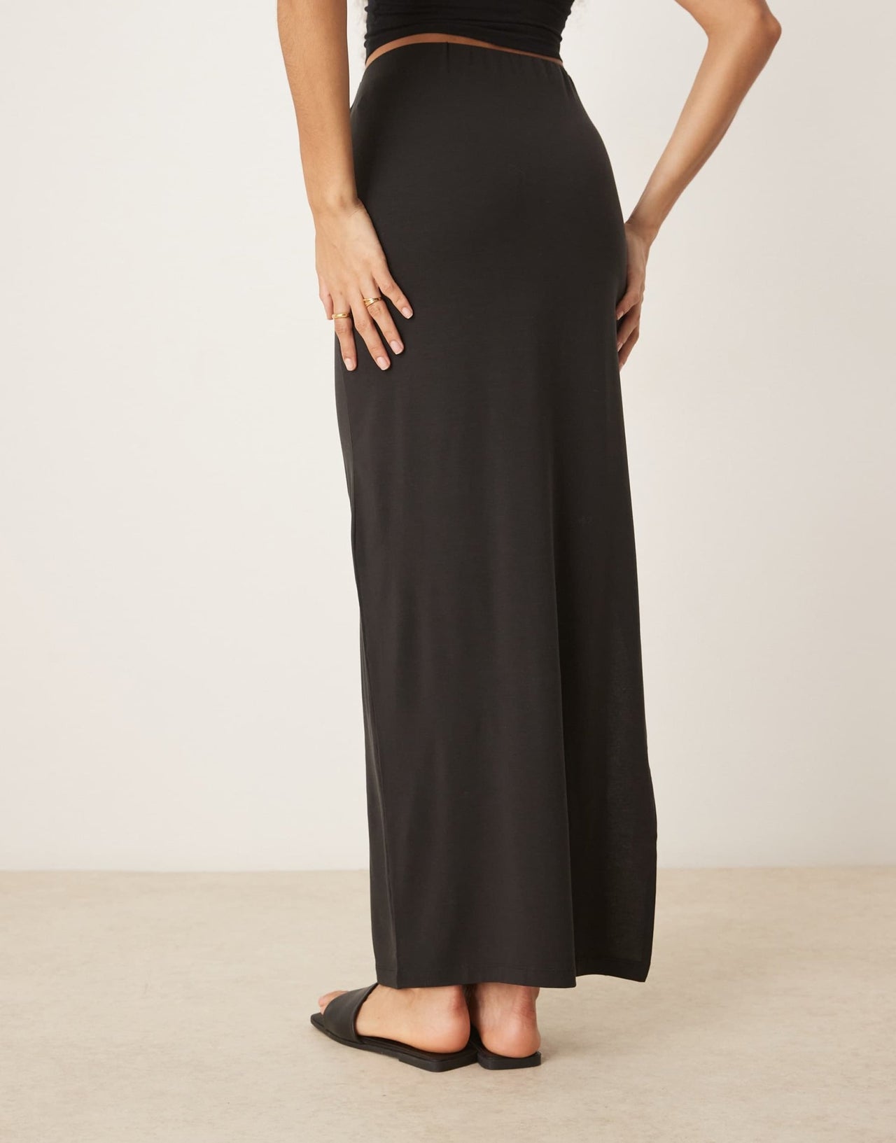 AWARE jersey maxi skirt with side split in black - ASOS Sample Sale
