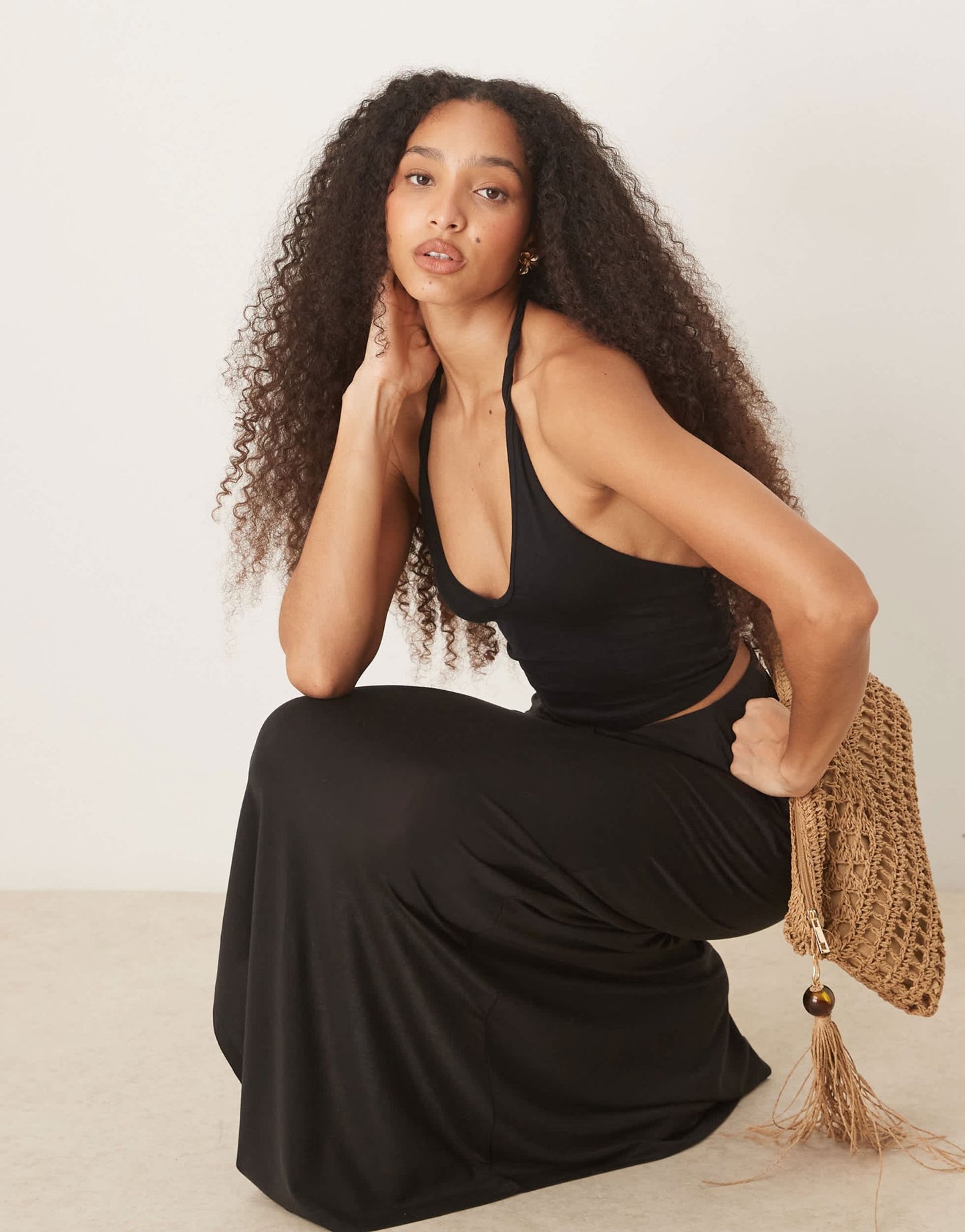 AWARE jersey maxi skirt with side split in black - ASOS Sample Sale