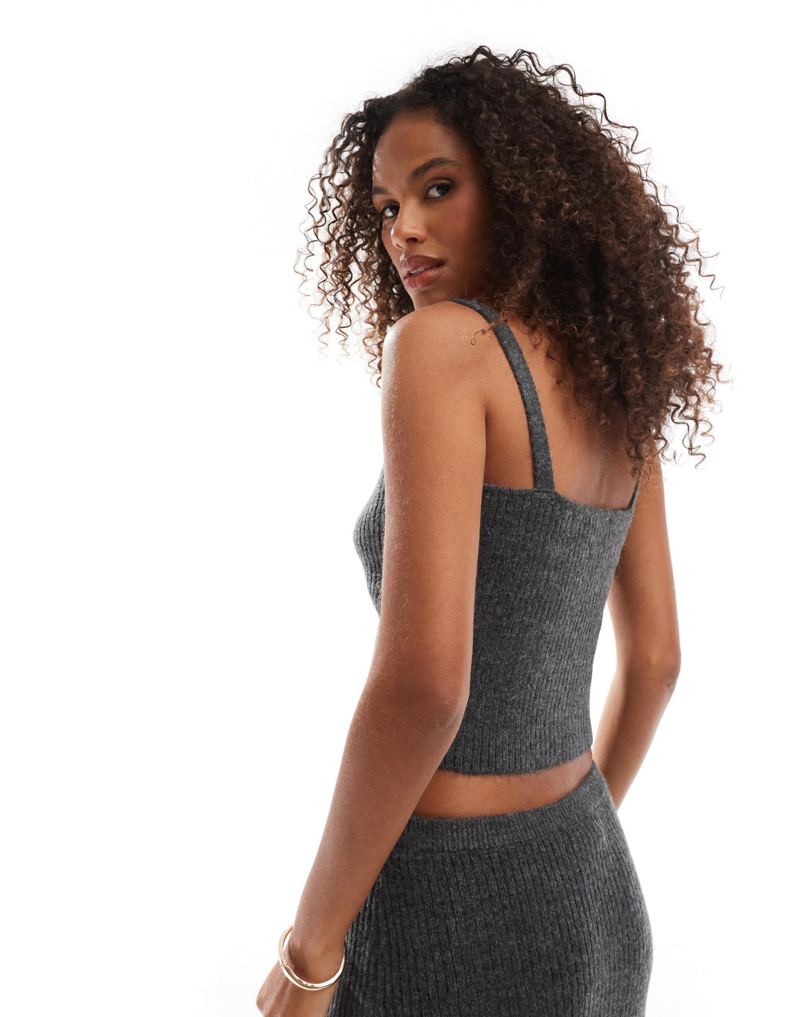 AWARE knitted tank top co - ord in dark grey melange - ASOS Sample Sale