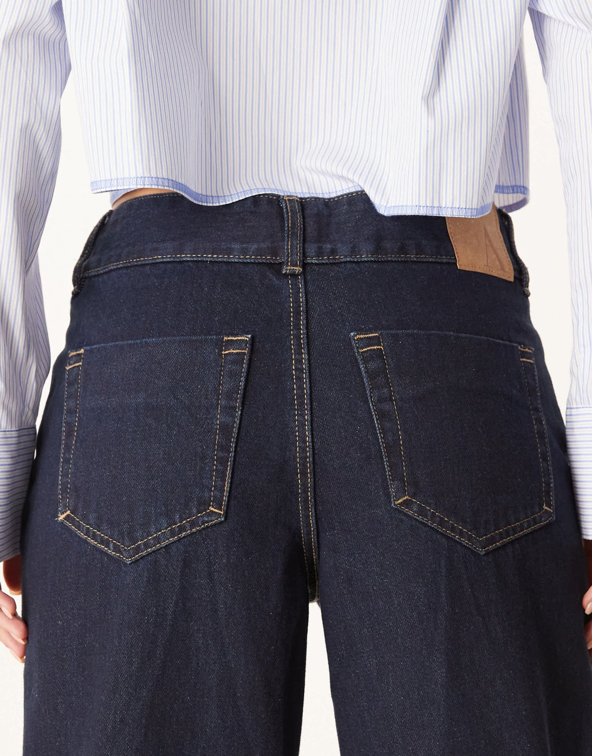 AWARE Rena mid rise wide leg jeans in dark blue rinse - ASOS Sample Sale