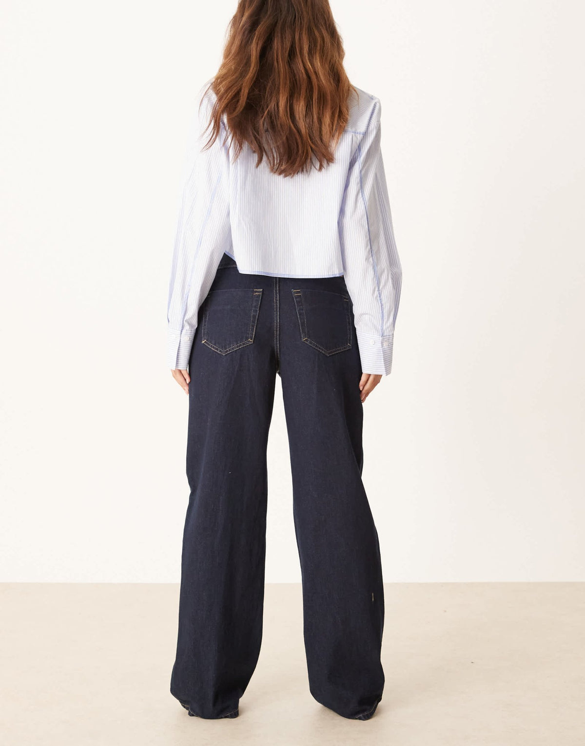 AWARE Rena mid rise wide leg jeans in dark blue rinse - ASOS Sample Sale