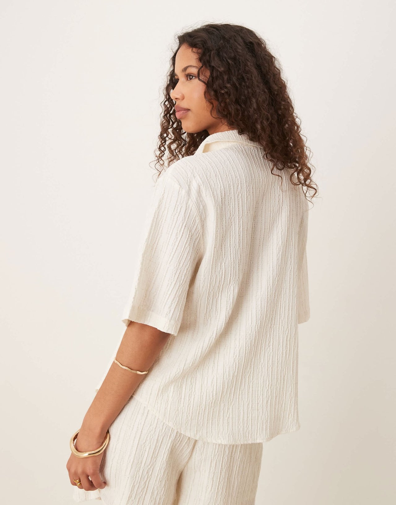 AWARE textured relaxed shirt co-ord in white - ASOS Sample Sale