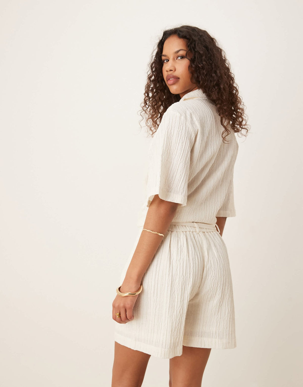 AWARE textured relaxed short co-ord in white - ASOS Sample Sale