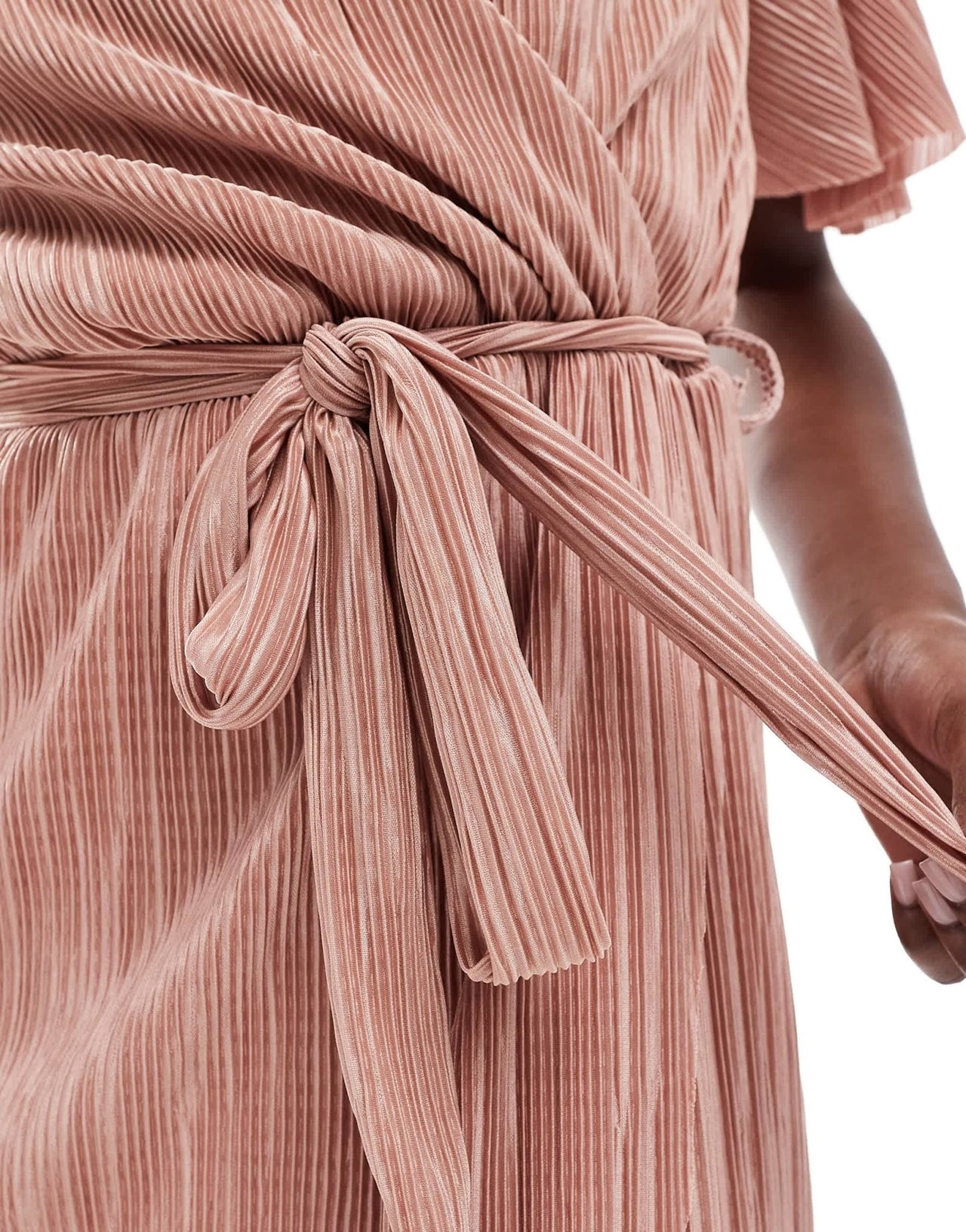 AX Paris short sleeve wrap plisse midi dress in pink - ASOS Sample Sale