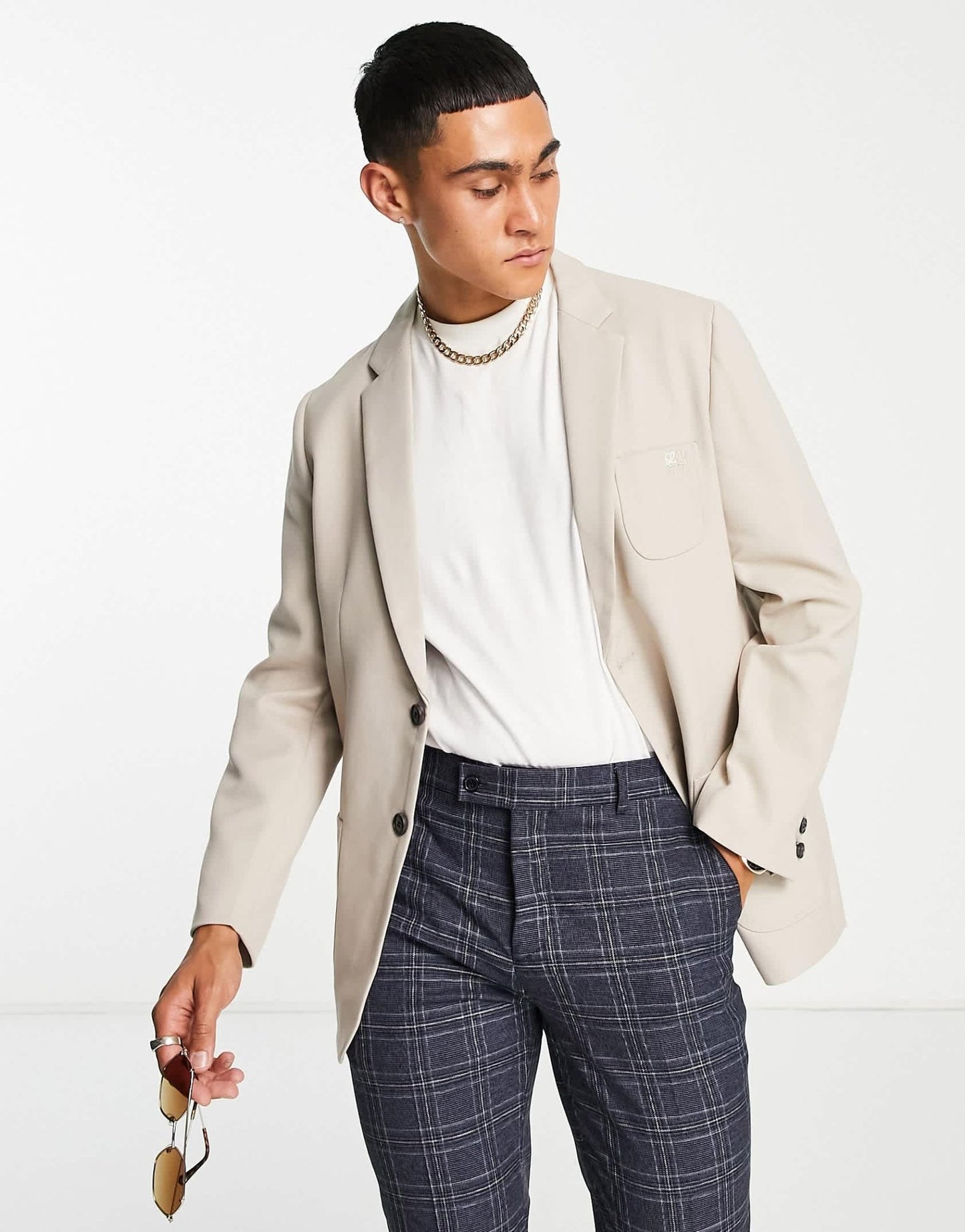 Bando regular fit jersey suit jacket in stone - ASOS Sample Sale