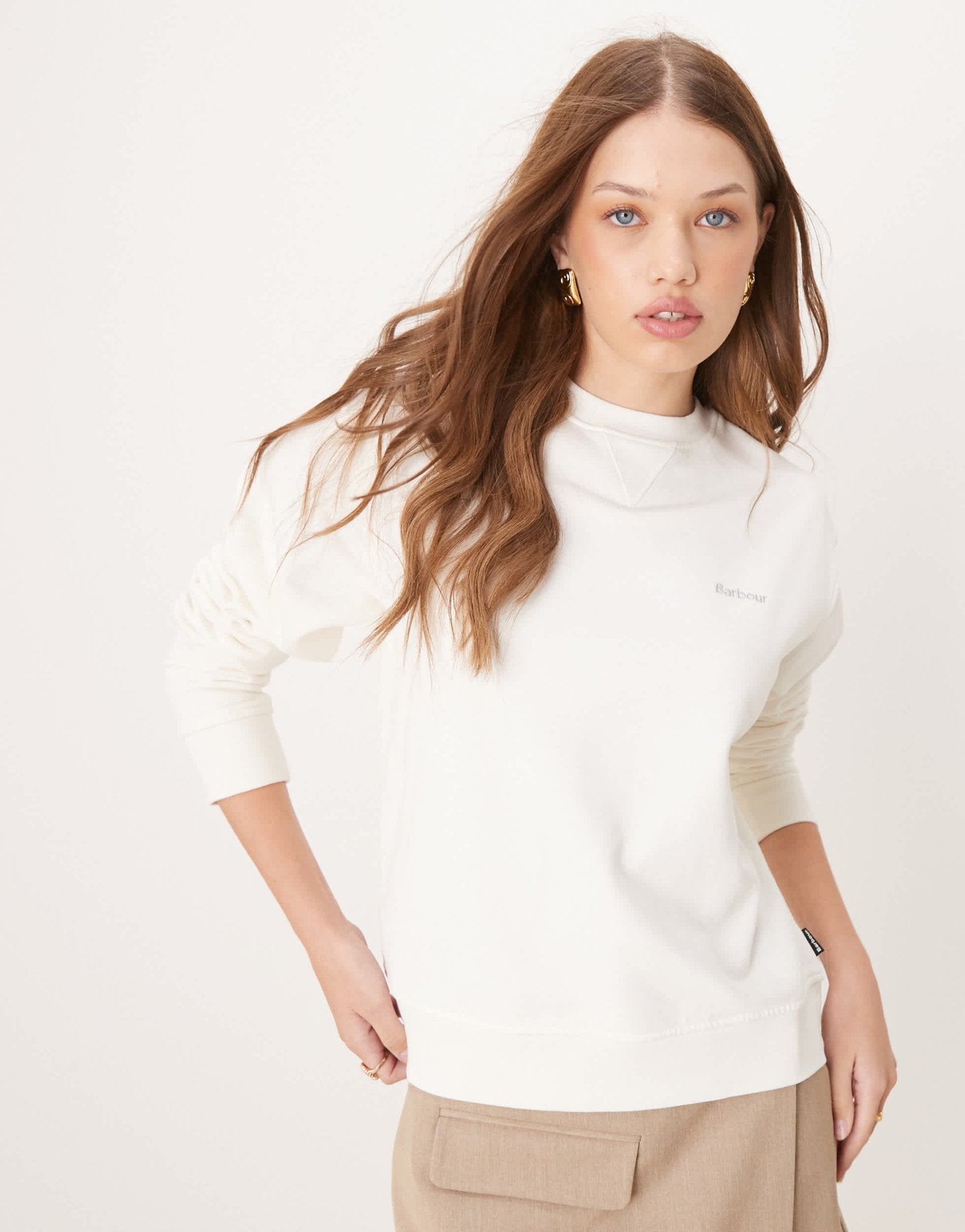 Barbour Bede OS Crew Sweatshirt in whisper white - ASOS Sample Sale