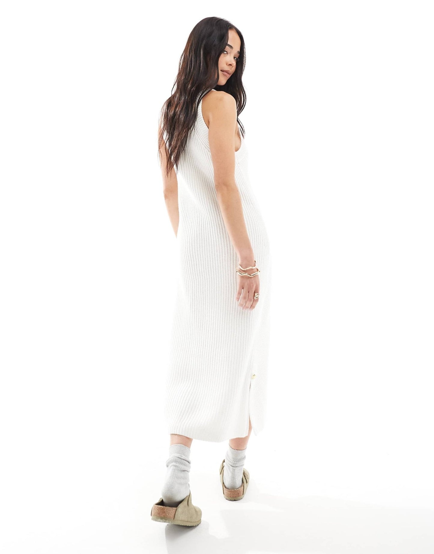 Barbour International Dakota knitted midi dress in neutral - ASOS Sample Sale