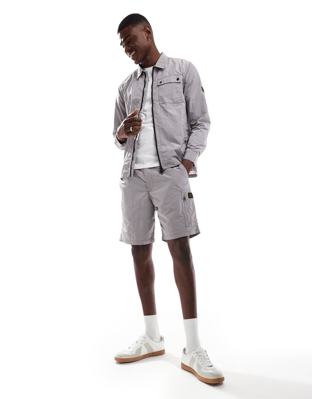 Barbour International Inline shorts in pale slate - ASOS Sample Sale