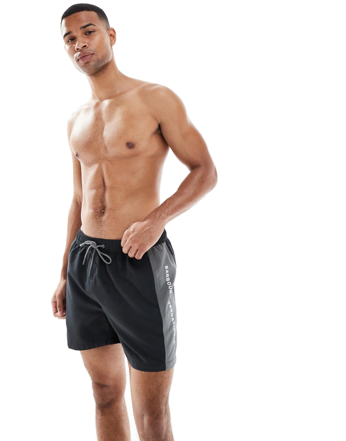 Barbour International logo swimshorts in black - ASOS Sample Sale