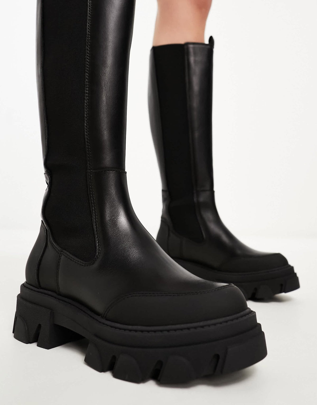 Barbour International Parson rugged sole leather knee length chelsea boot in black - ASOS Sample Sale