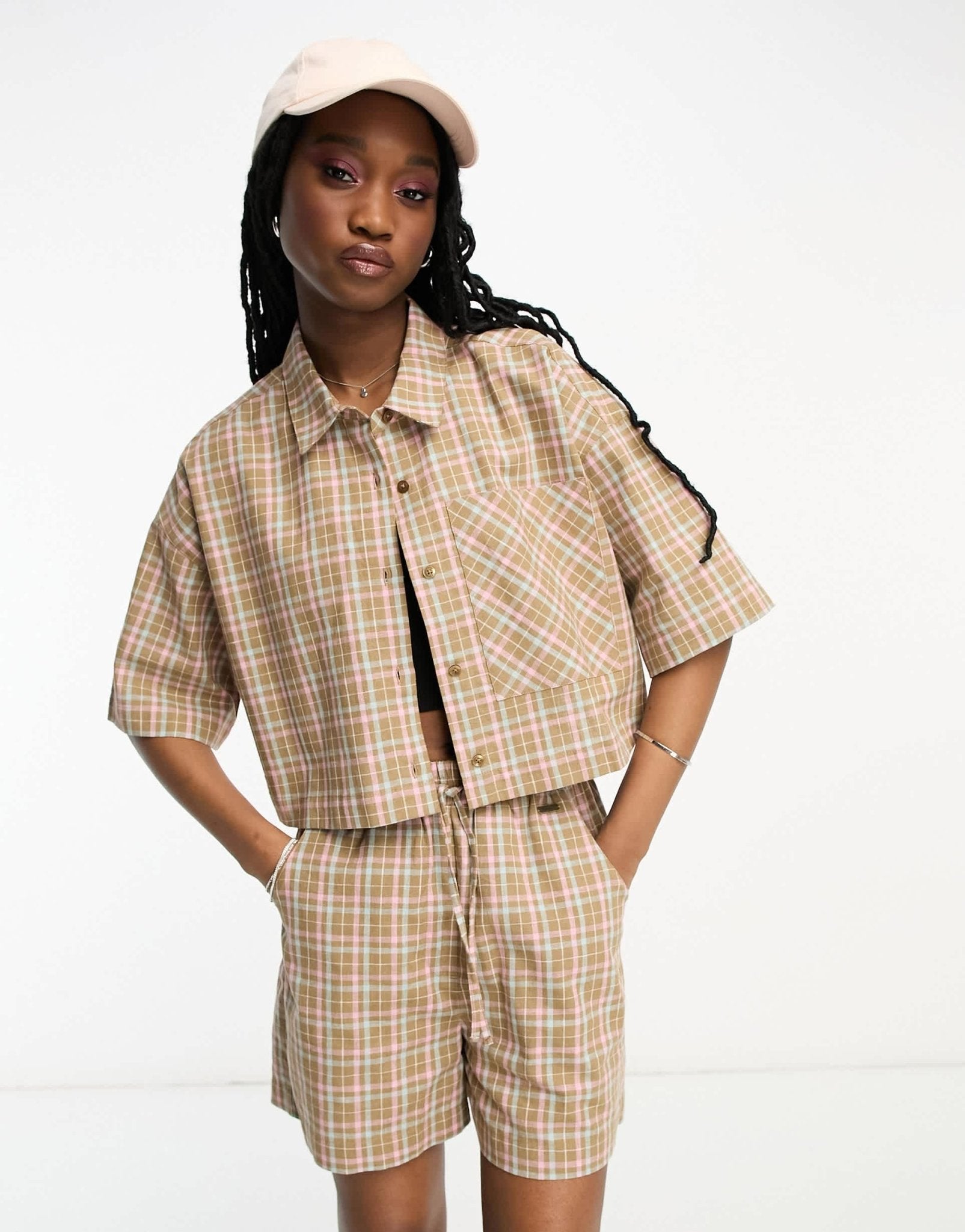 Barbour x ASOS co-ord summer linen crop shirt in tartan - ASOS Sample Sale