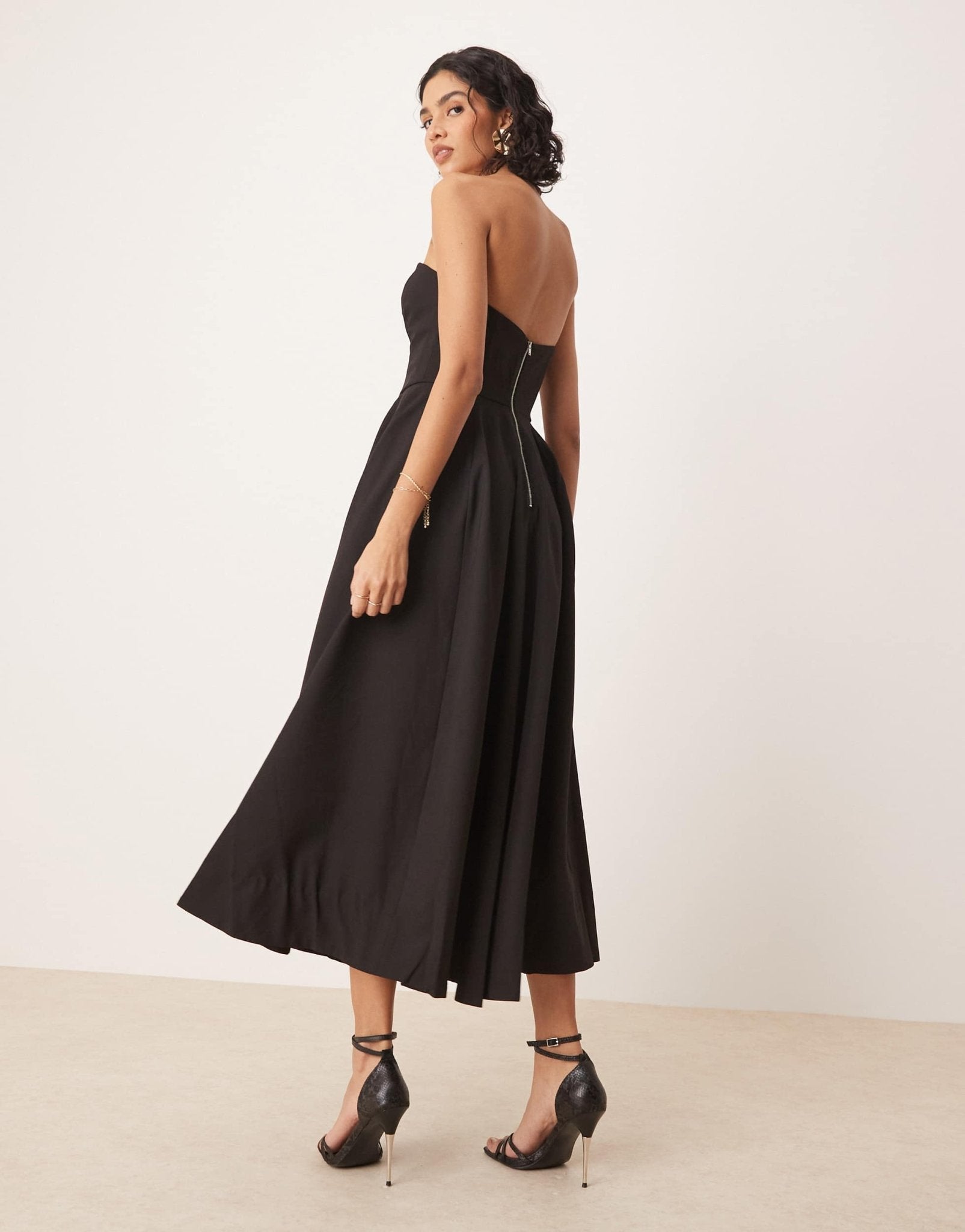 Bardot bandeau premium maxi prom dress in black - ASOS Sample Sale