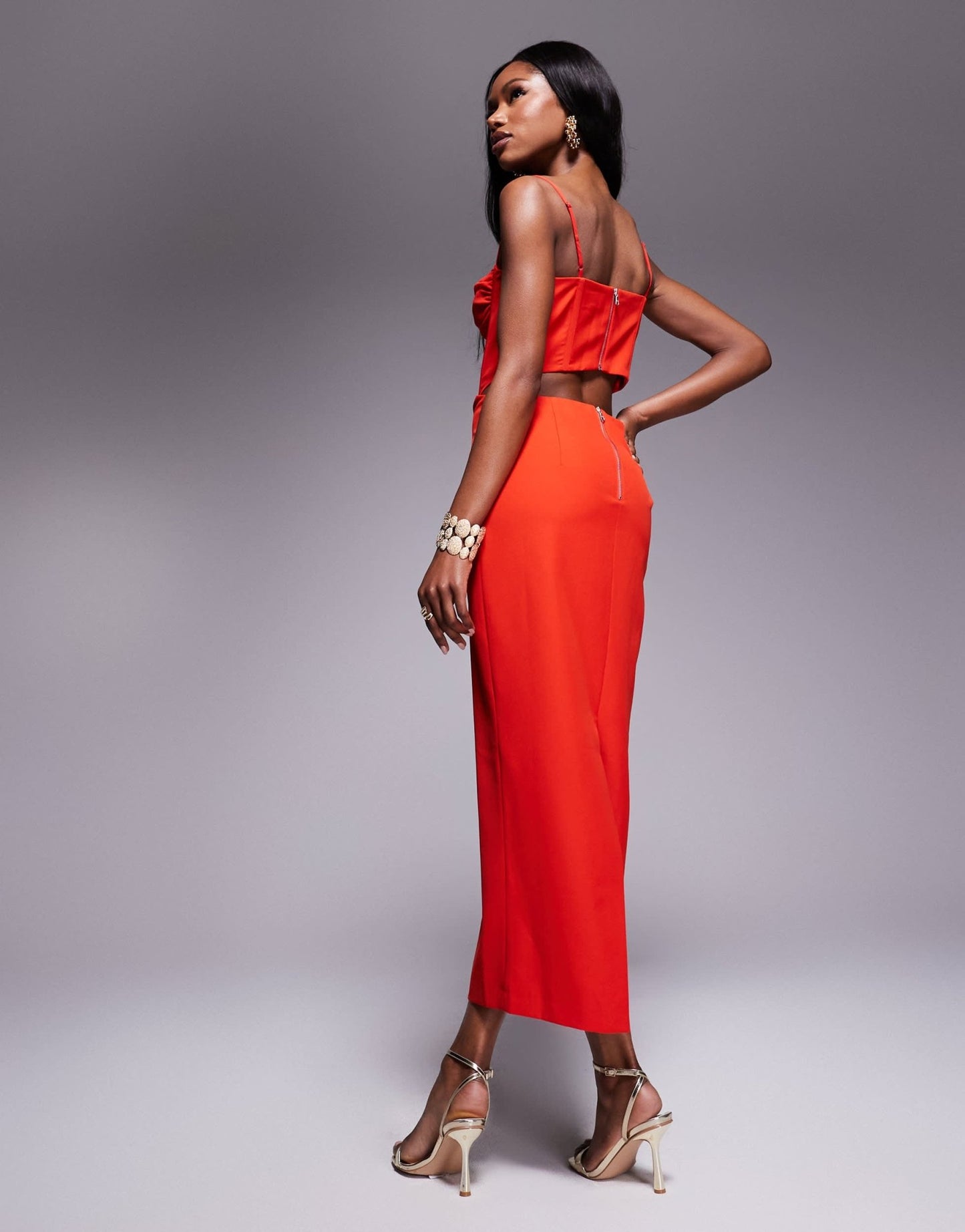 Bardot corset maxi dress in fire red - ASOS Sample Sale