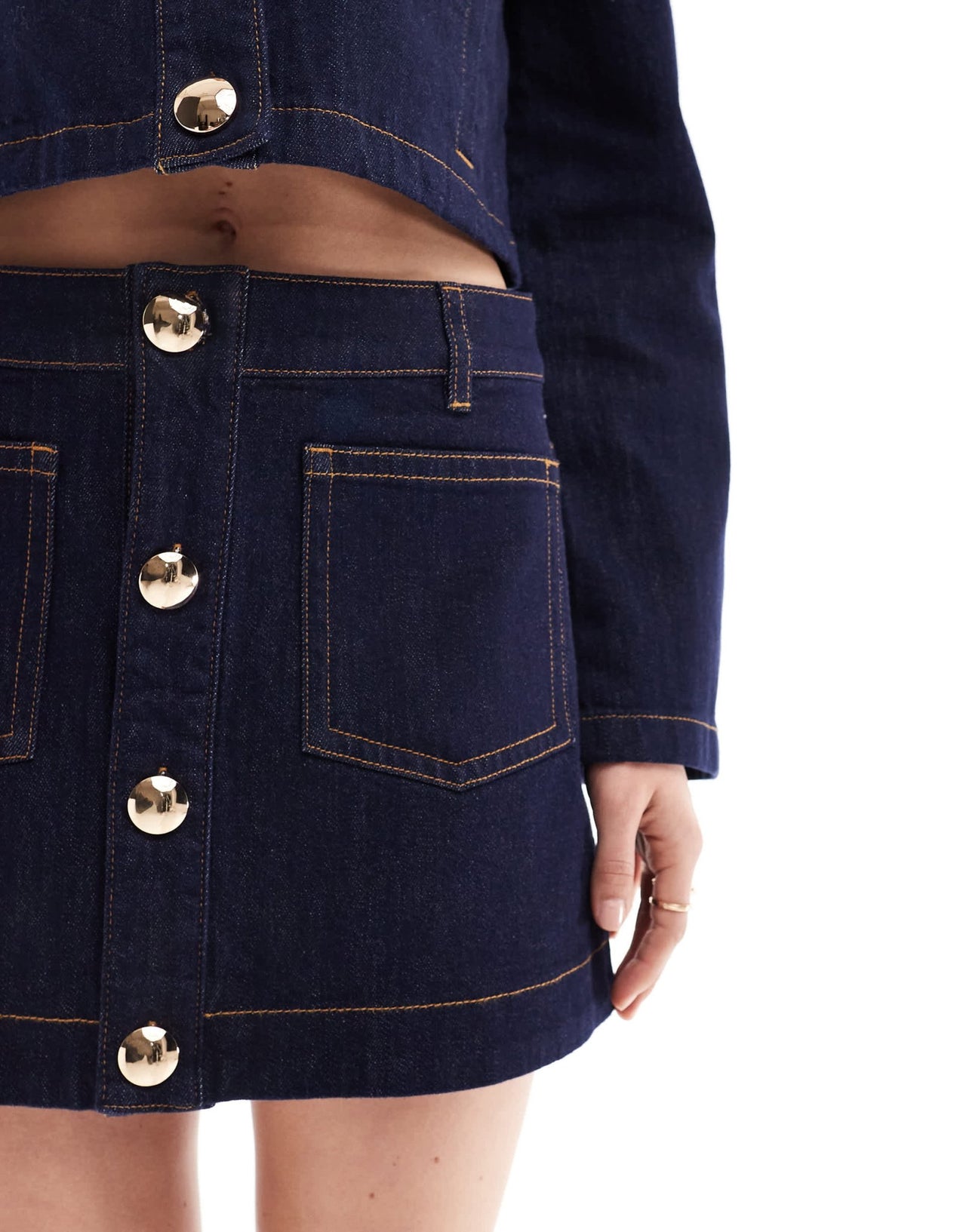 Bardot denim mini skirt co - ord in dark indigo - ASOS Sample Sale