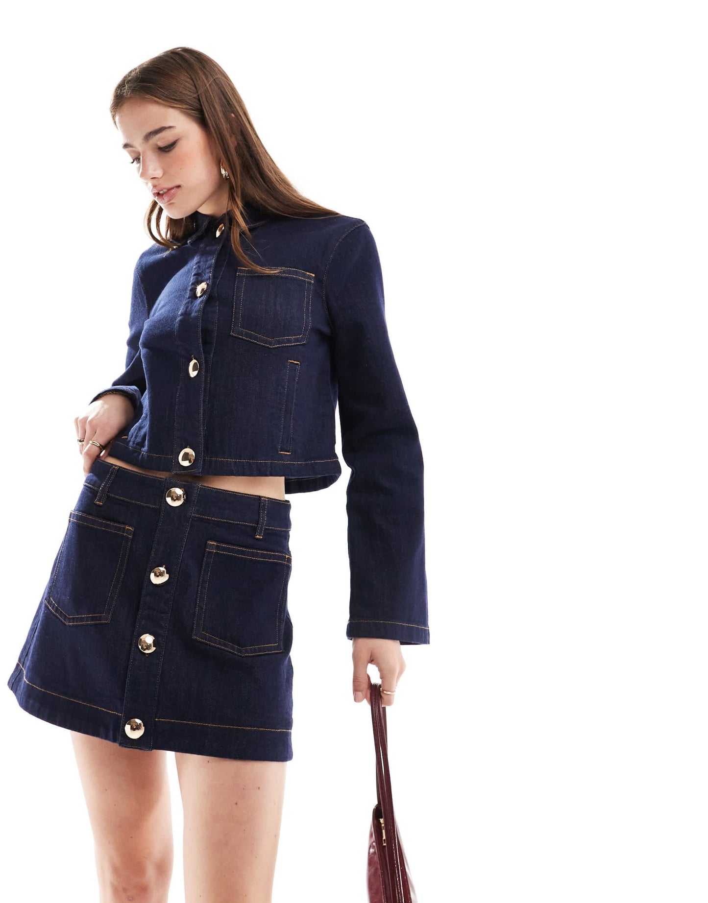 Bardot denim mini skirt co - ord in dark indigo - ASOS Sample Sale