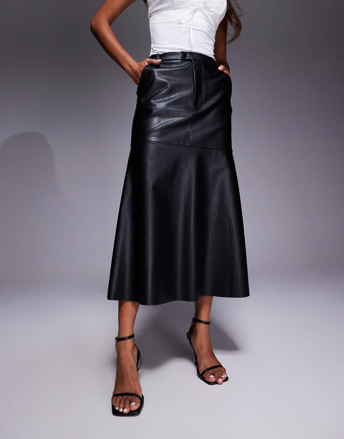 Bardot Kindra faux leather a-line skirt in black - ASOS Sample Sale