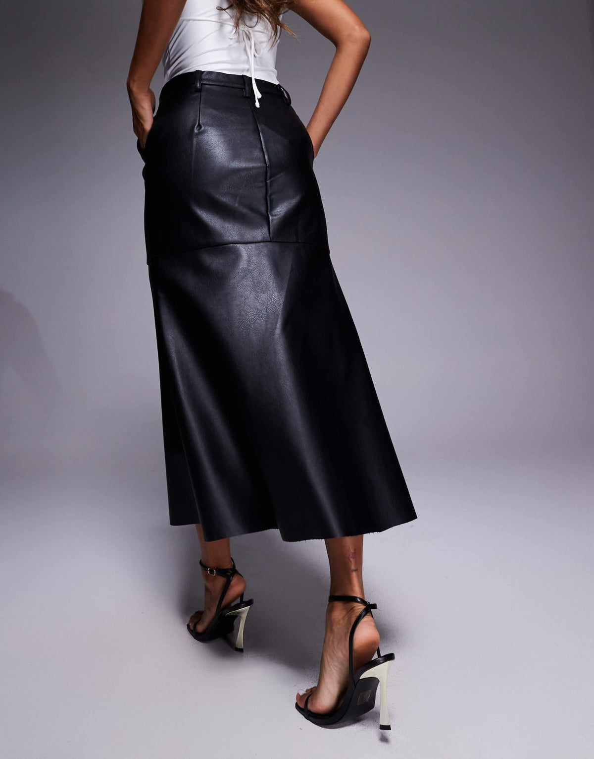 Bardot Kindra faux leather a-line skirt in black - ASOS Sample Sale