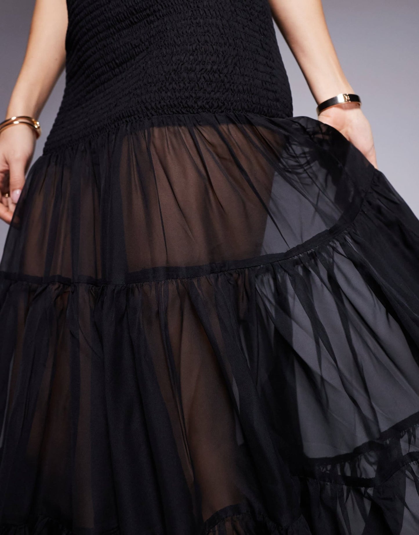 Bardot strapless maxi dress in black - ASOS Sample Sale