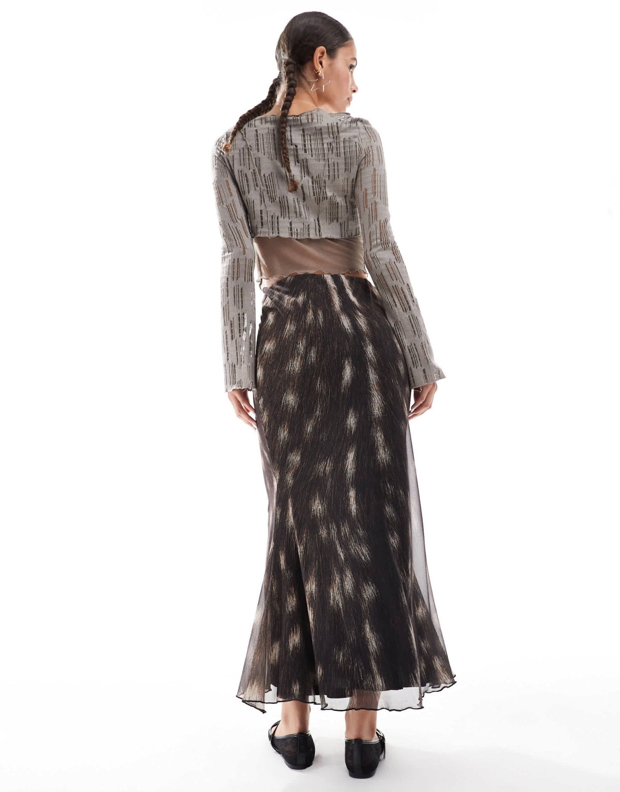 Basic Pleasure Mode bambi fawn print maxi skirt in brown - ASOS Sample Sale