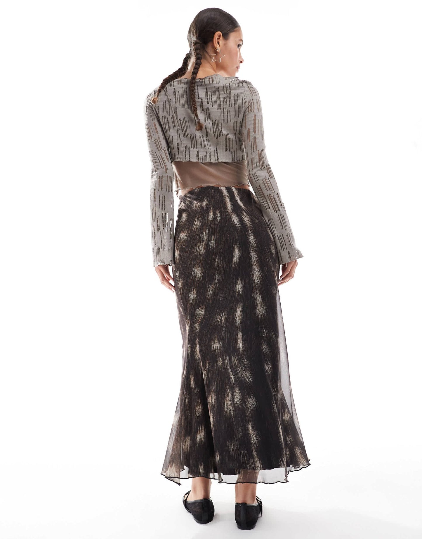 Basic Pleasure Mode bambi fawn print maxi skirt in brown - ASOS Sample Sale