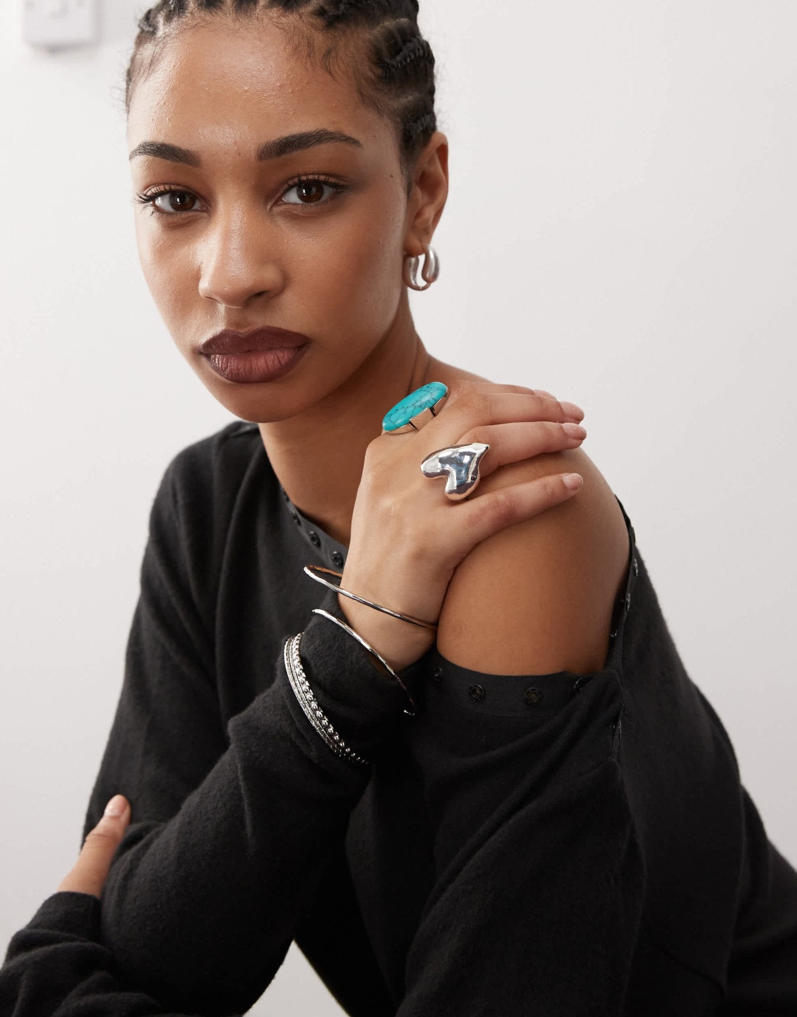 Basic Pleasure Mode bonnie popper detail slash neck mini dress in charcoal grey - ASOS Sample Sale
