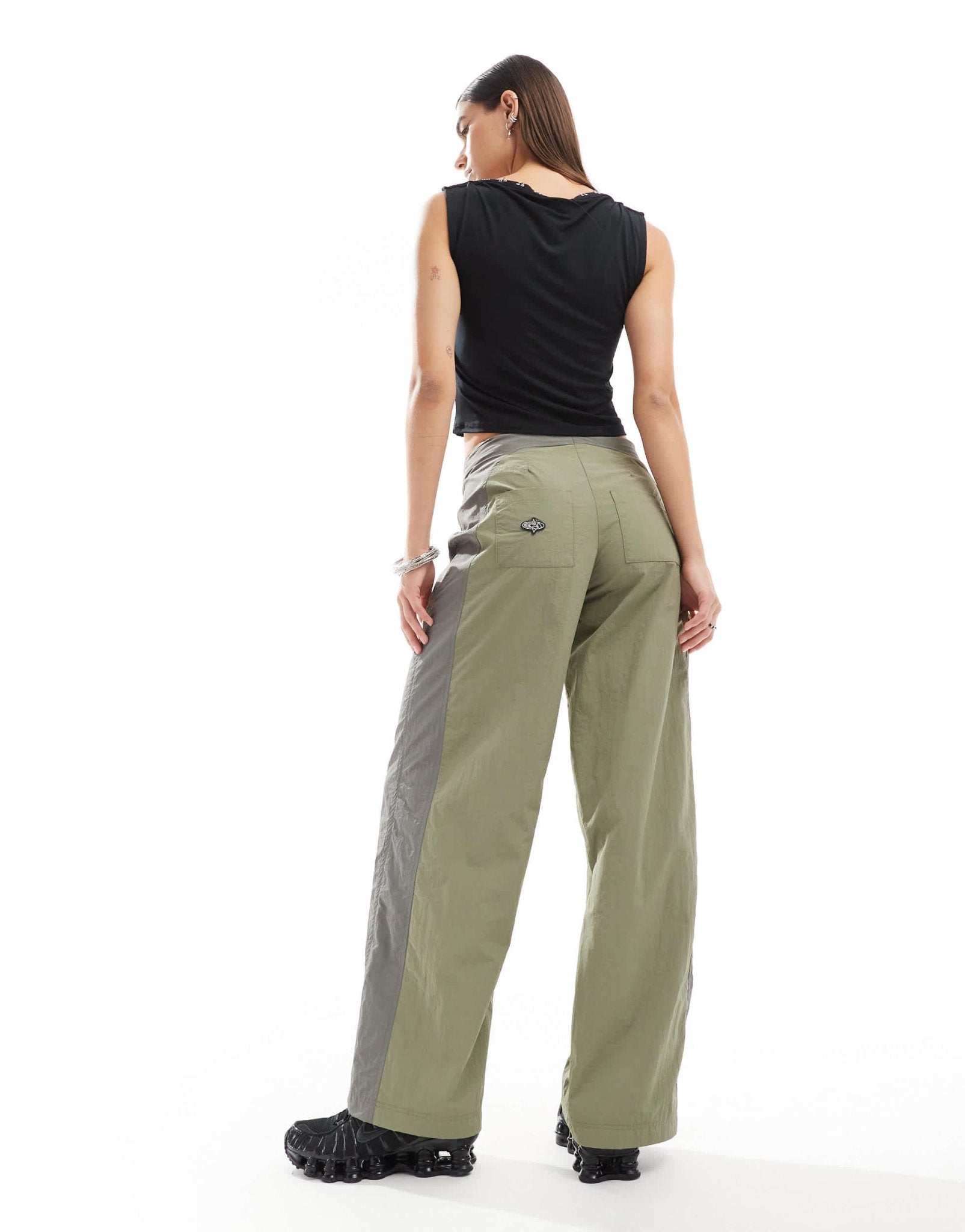 Basic Pleasure Mode hook and eye panelled cargo trousers in khaki grey - ASOS Sample Sale