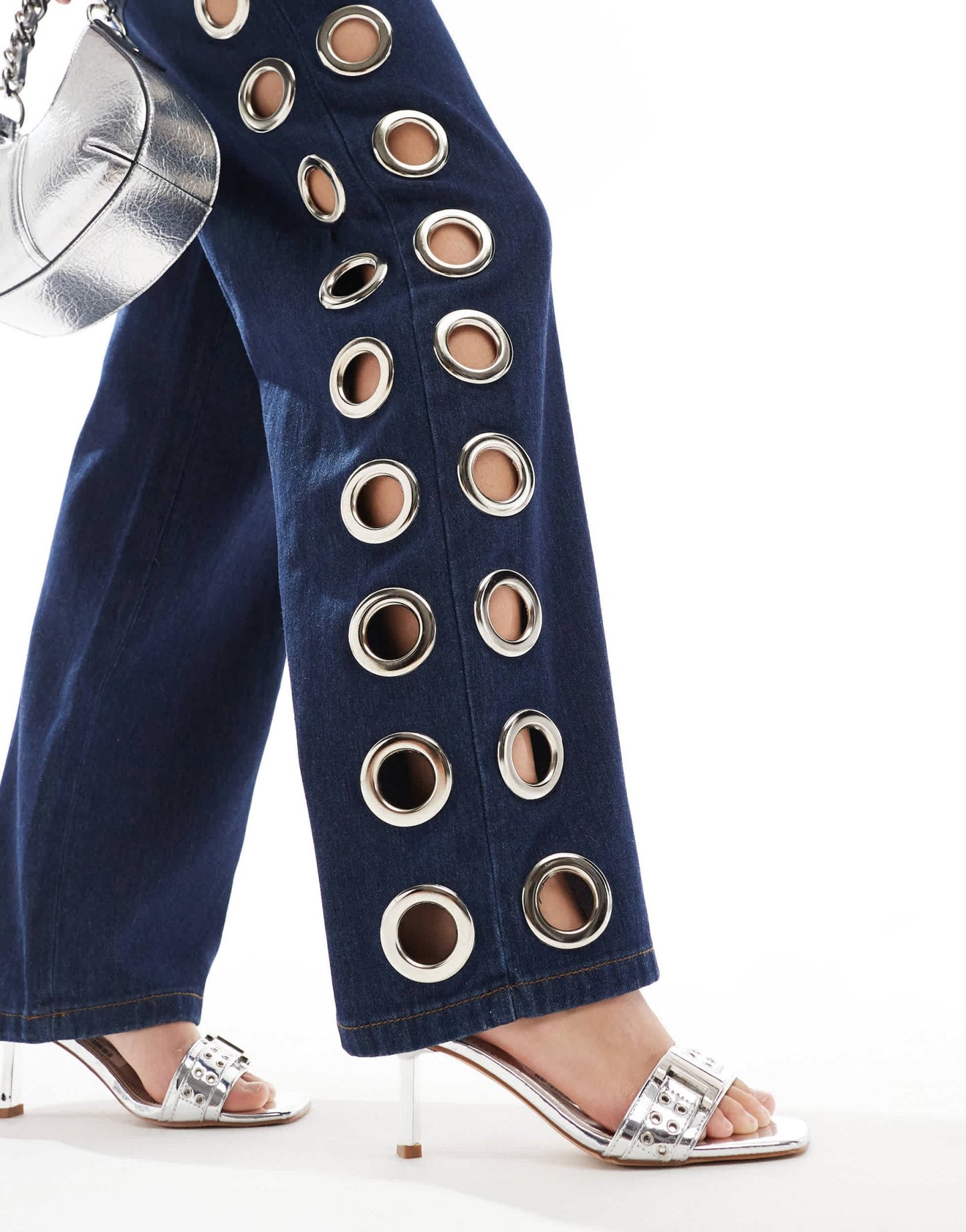 Basic Pleasure Mode machina eyelet boyfriend jeans in deep indigo - ASOS Sample Sale