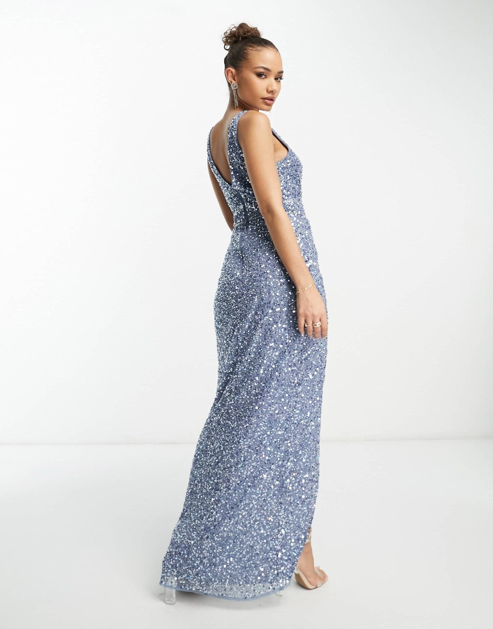 Beauut Bridesmaid wrap maxi dress in dark blue - ASOS Sample Sale