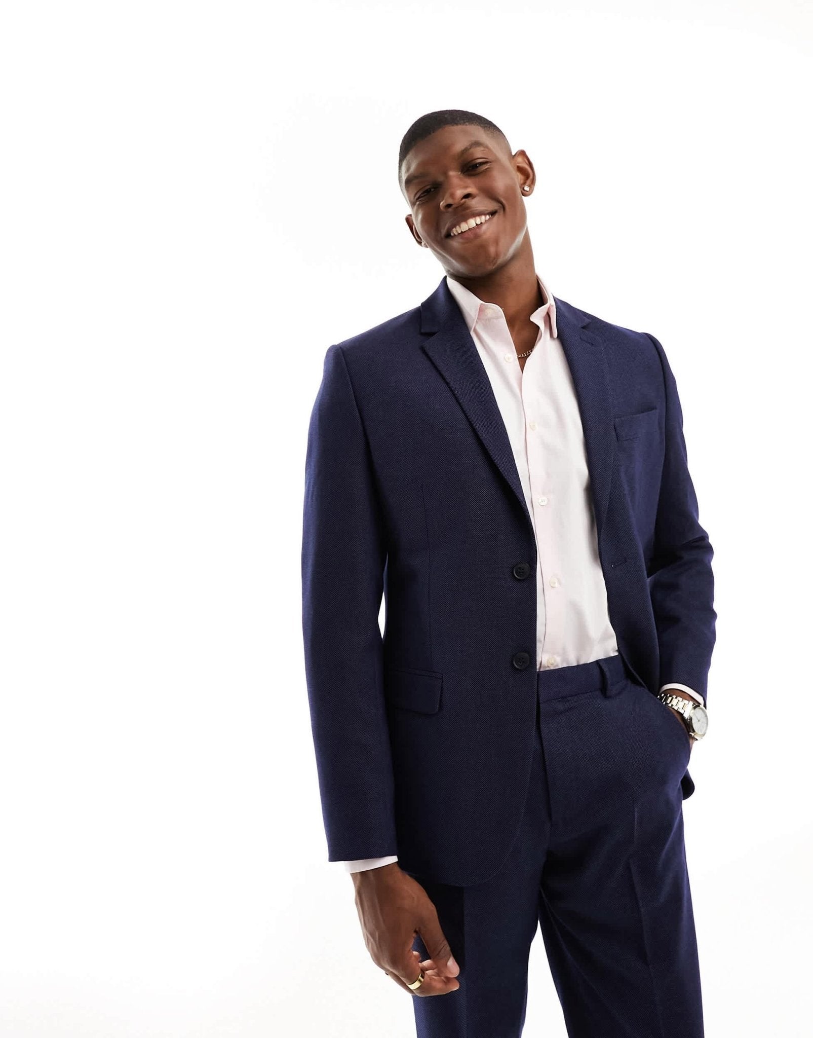 Ben Sherman plain slim blazer jacket in navy - ASOS Sample Sale