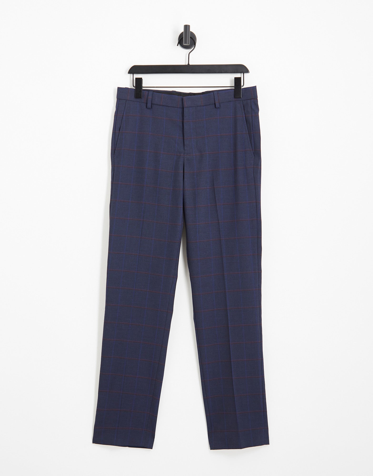 Ben Sherman suit trousers in navy and burgundy check - ASOS Sample Sale