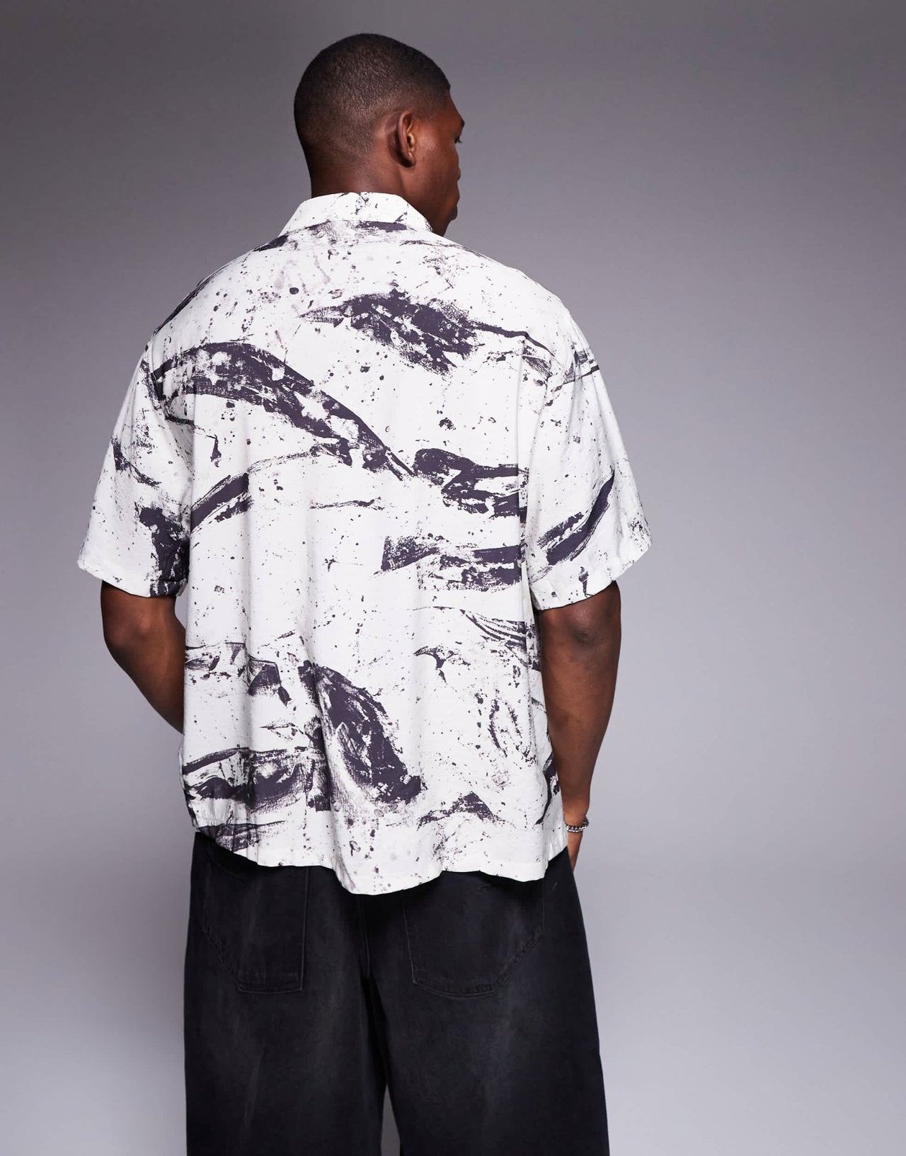 Bershka abstract shirt in white - ASOS Sample Sale