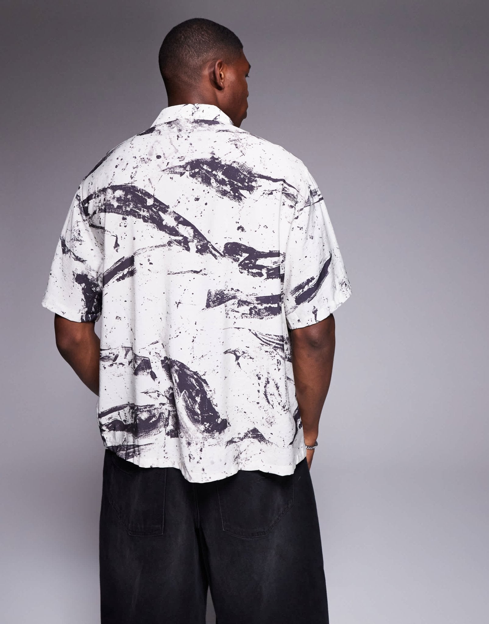 Bershka abstract shirt in white - ASOS Sample Sale