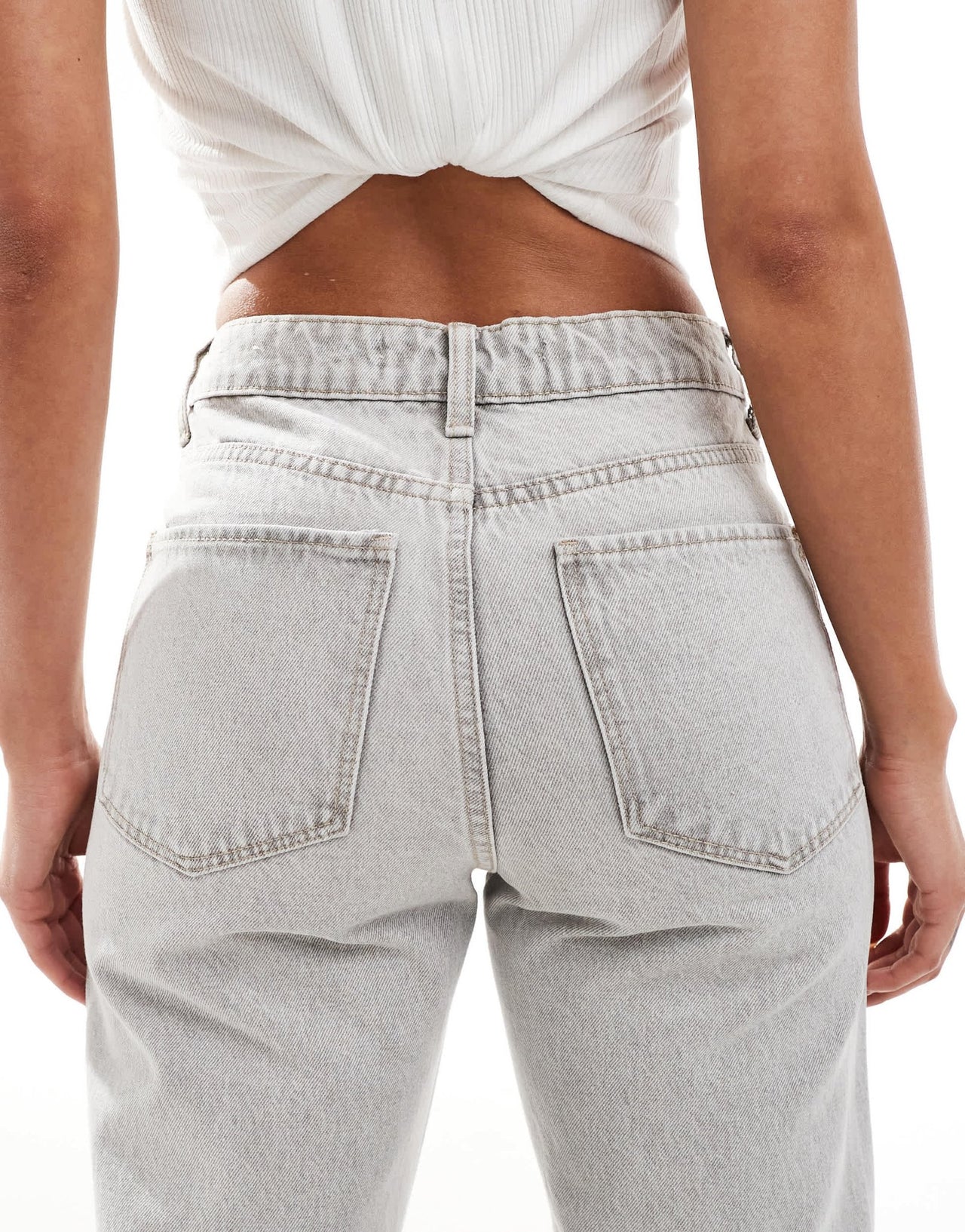 Bershka ankle length straight wide leg jeans in grey wash - ASOS Sample Sale