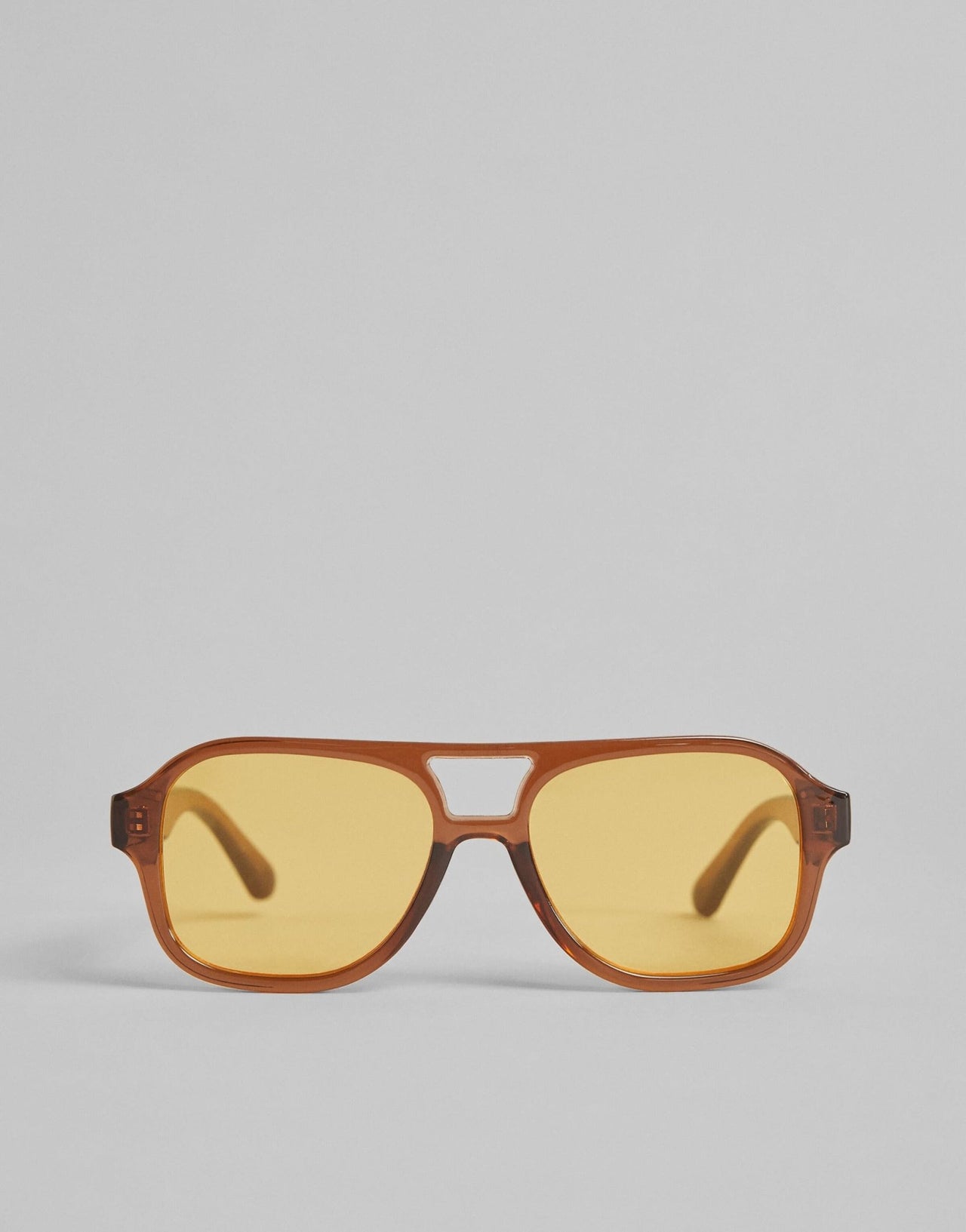 Bershka aviator retro sunglasses with yellow lens in brown - ASOS Sample Sale